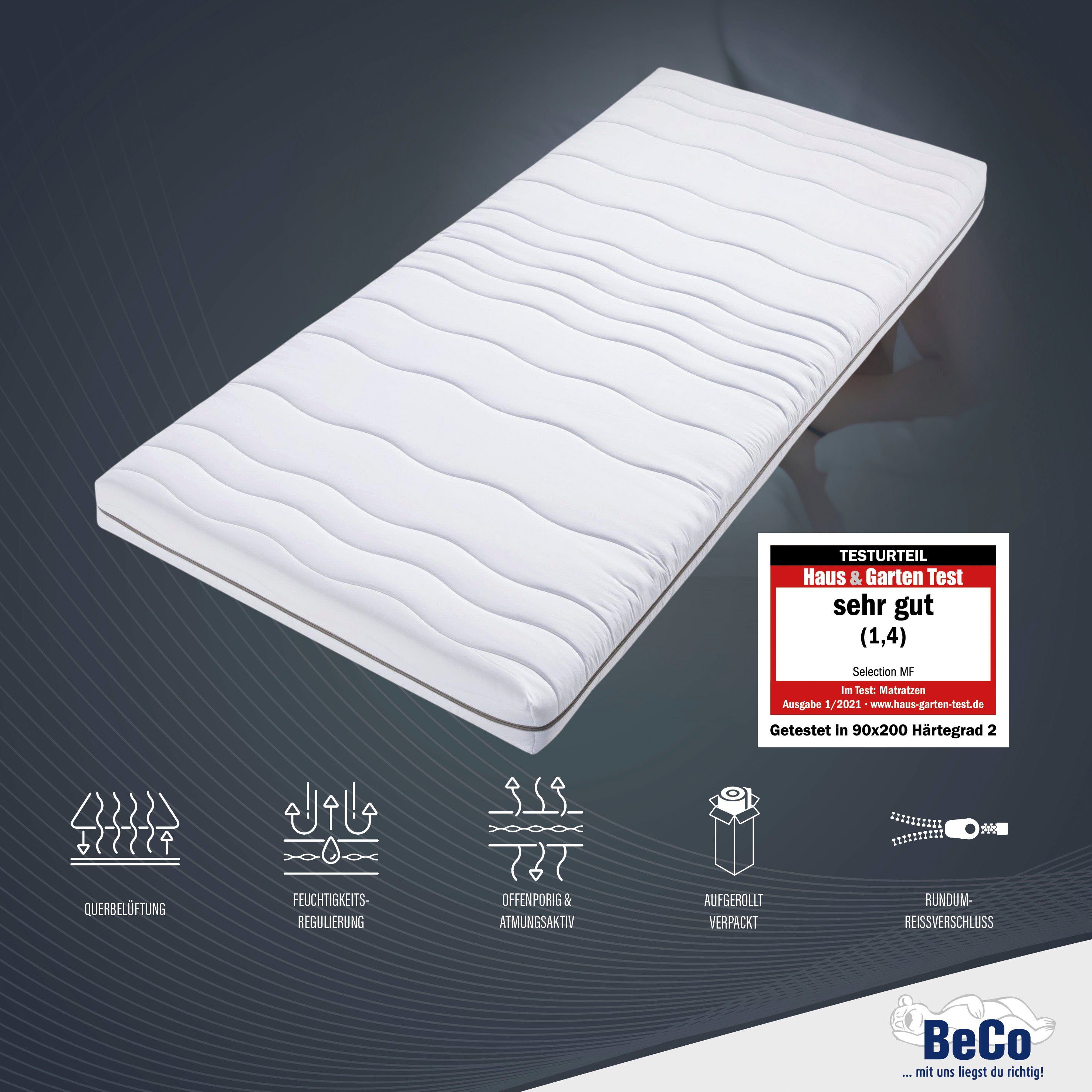 Beco Comfortschuimmatras Matras Selection MF, matras in 90x200 cm en andere maten hoogte 14 cm