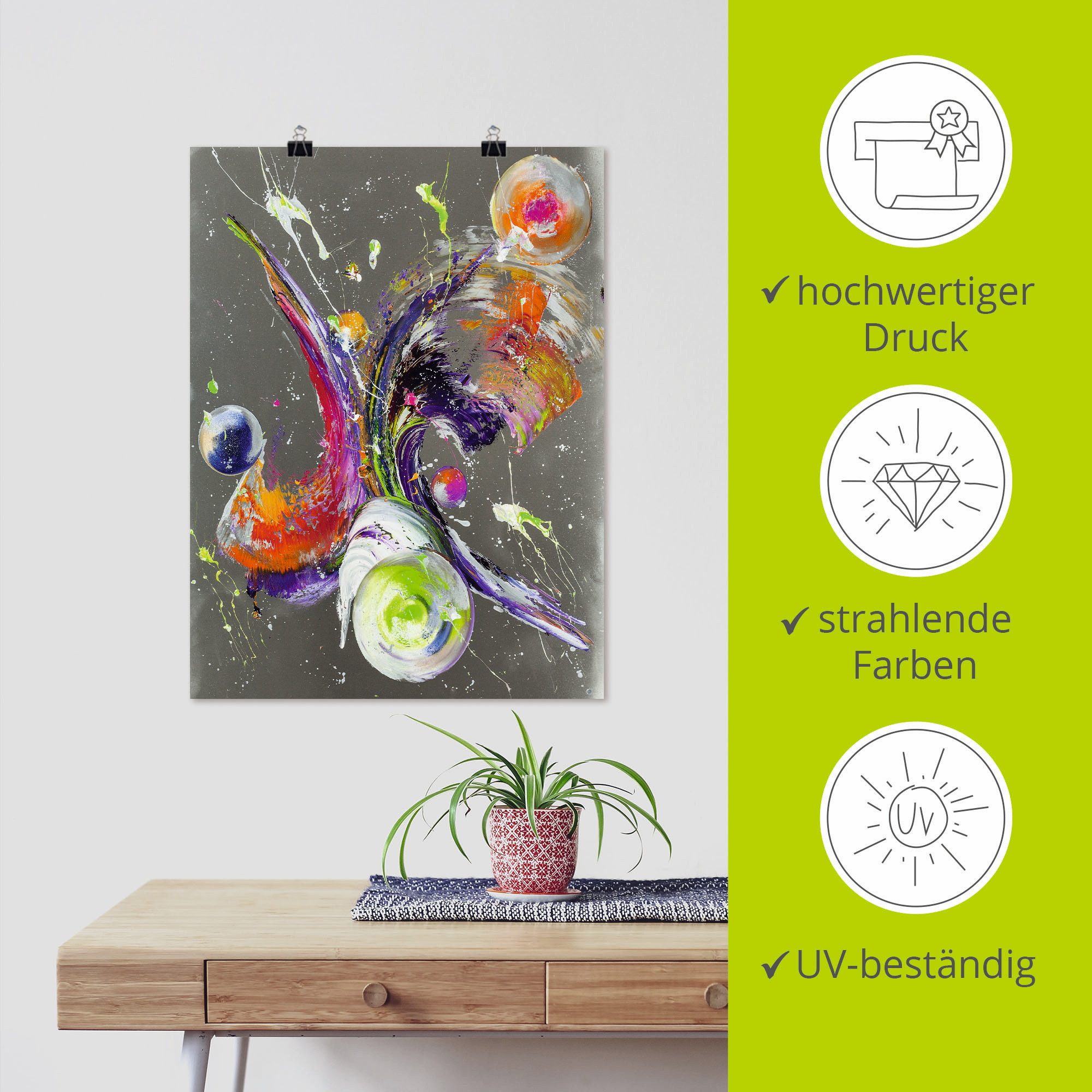 Artland Poster Abstractie XXXII als artprint van aluminium, artprint op linnen, muursticker of poster in verschillende maten