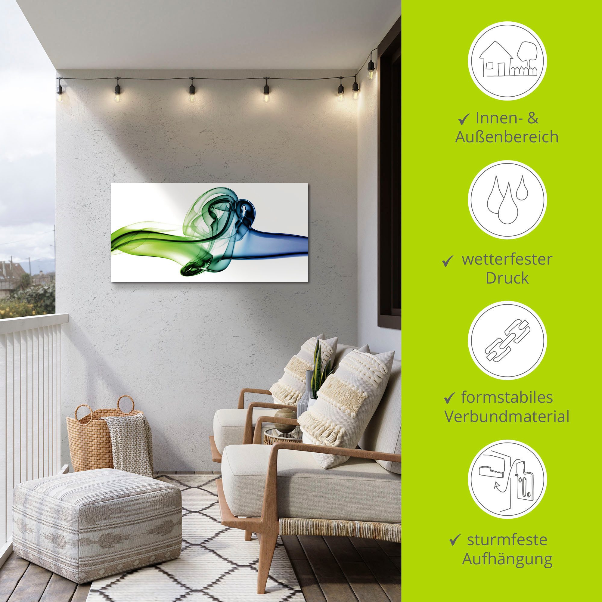 Artland Artprint Botsing van blauw en groen als artprint van aluminium, artprint op linnen, muursticker, verschillende maten