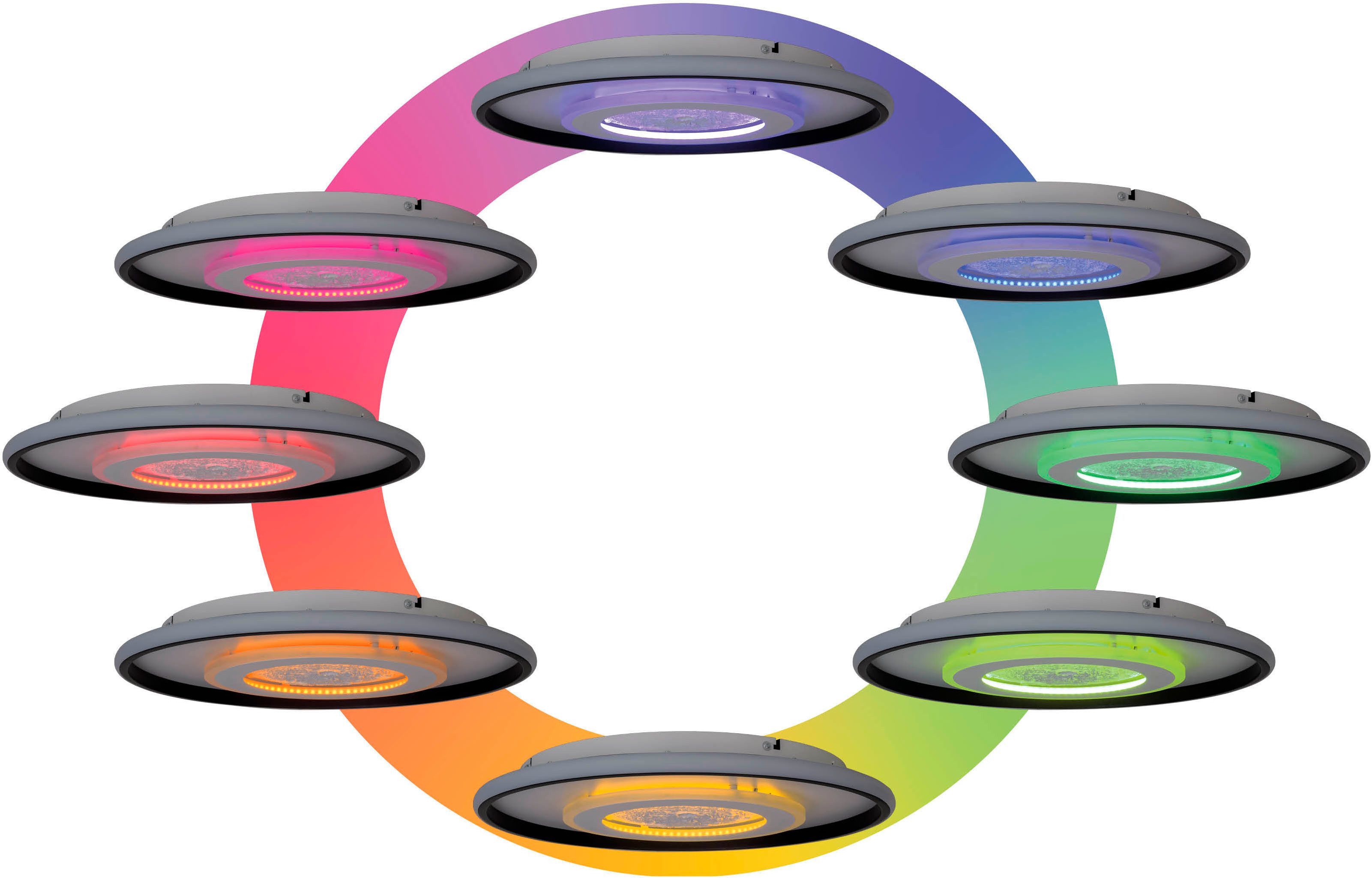 my home Led-plafondlamp Lyra Maan (maanstructuur), incl. CCT, RGB geheugen, nachtlamp, afstandsbediening (1 stuk)