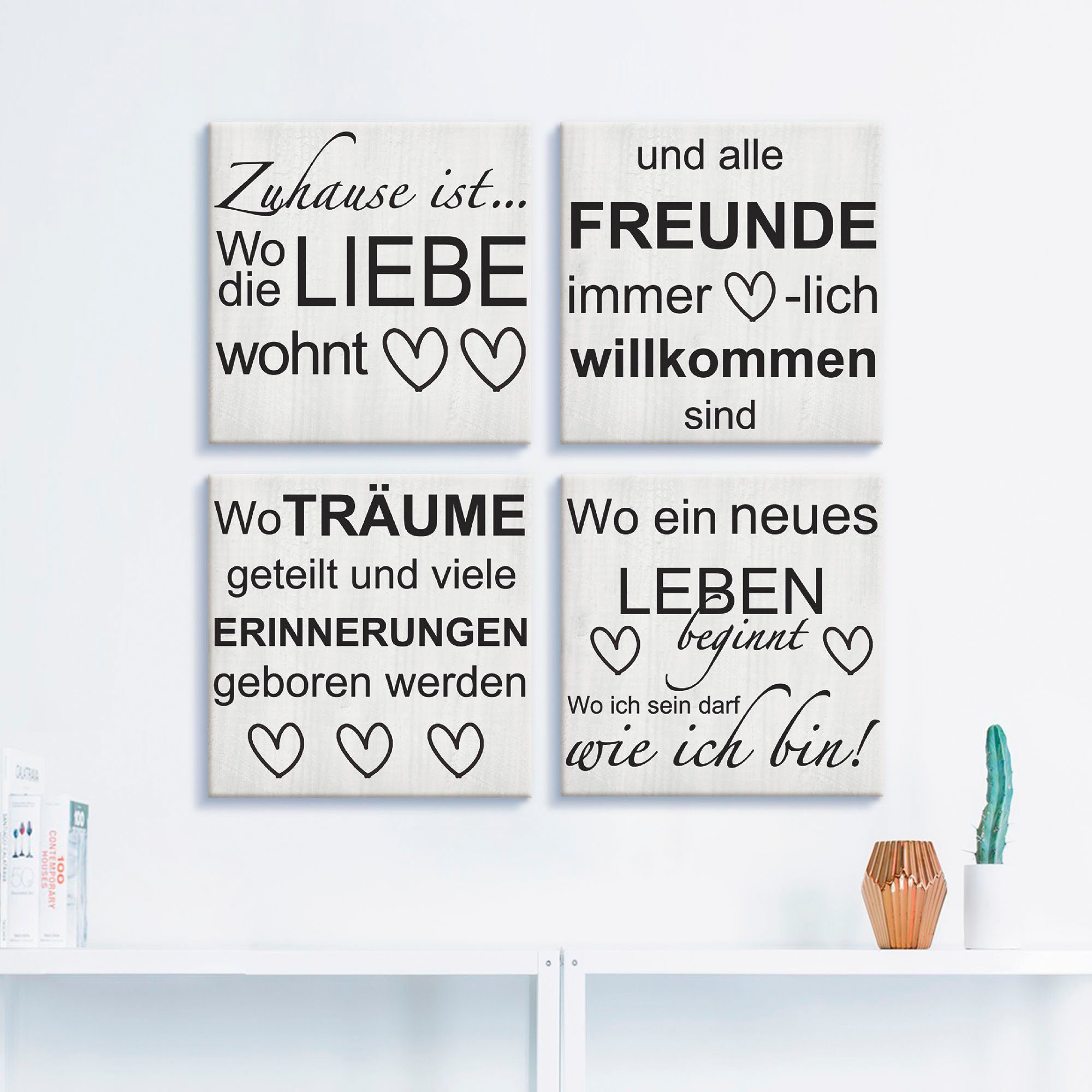 Artland Artprint op linnen Waar de liefde woont 1-4 set van 4, verschillende maten (4-delig)