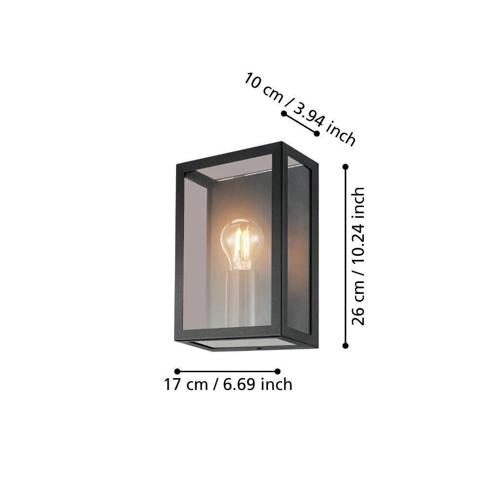 EGLO Wandlamp voor buiten ALAMONTE 1 zwart / l17 x h26 x b26 cm / spatwaterdicht / rustiek