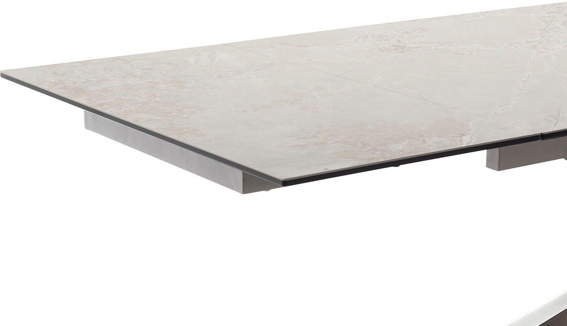 MCA furniture Eettafel TESERO uitschuifbare tafel 200-300 cm Keramiek, roestvrij staal, marmer-look, uittrekbaar, belastbaar tot 100 kg, 10-12 personen