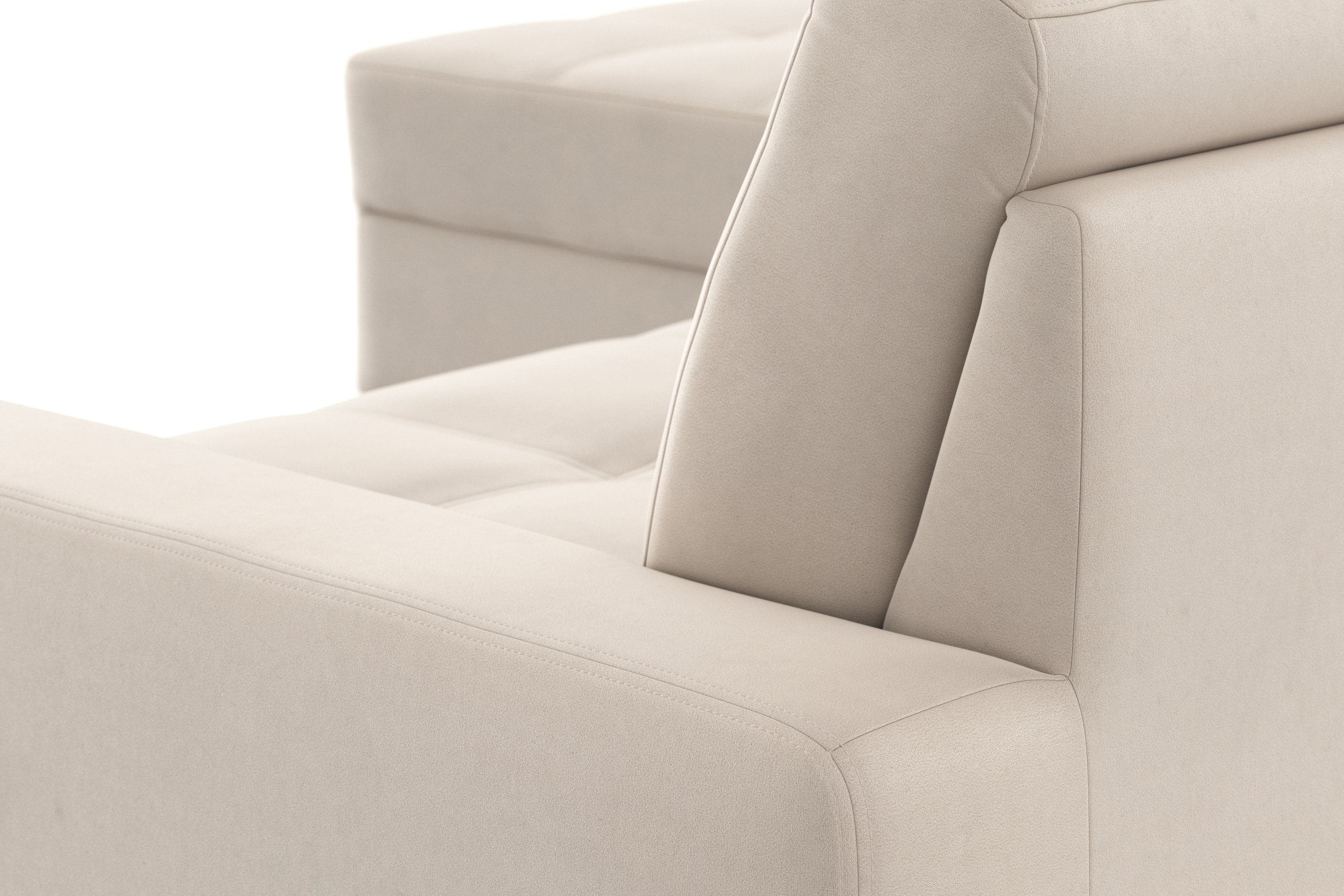 DOMO collection Hoekbank Florentina tijdloos en elegant, zitnaden als designelement, L-vorm keuze met slaapfunctie, met contrastnaad, comfortabele zithoogte 47 cm