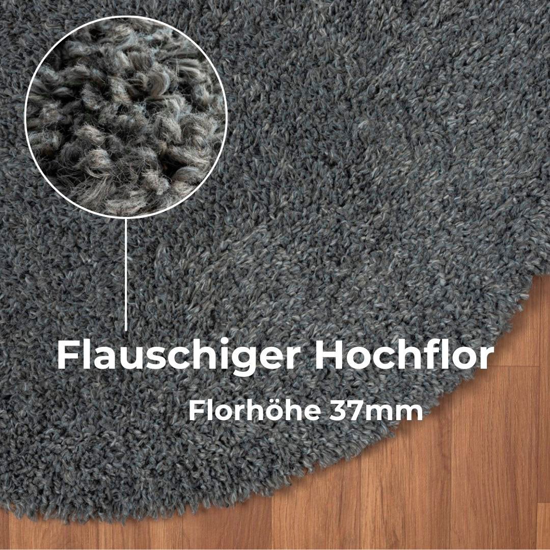 my home Hoogpolig vloerkleed Banji Uni-kleuren, zacht en fluffy, ook als rechthoekig verkrijgbaar