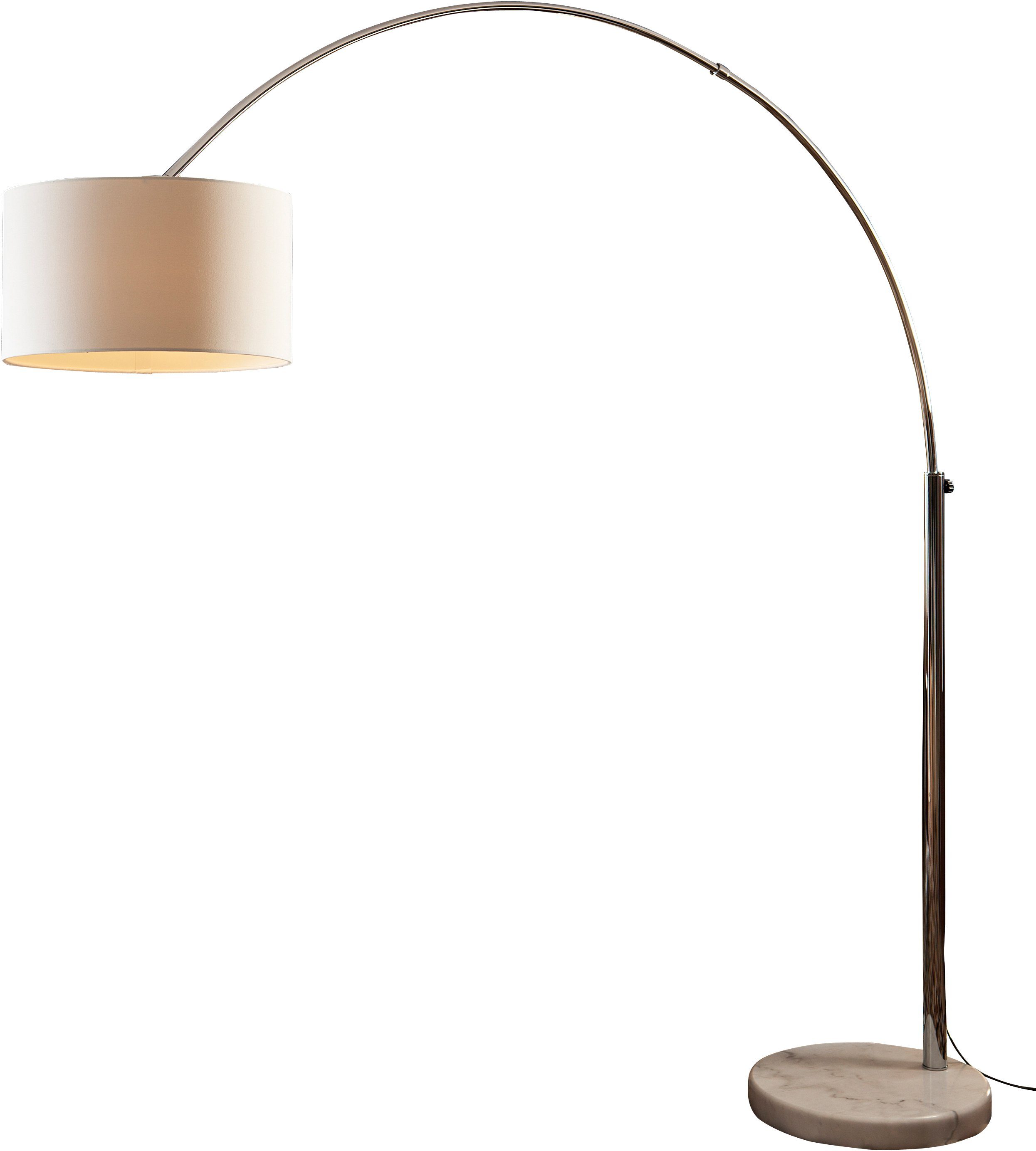 SalesFever Booglamp Peteris met dimschakelaar, echte marmeren voet (1 stuk) vloerlampen maat 1 St. wit