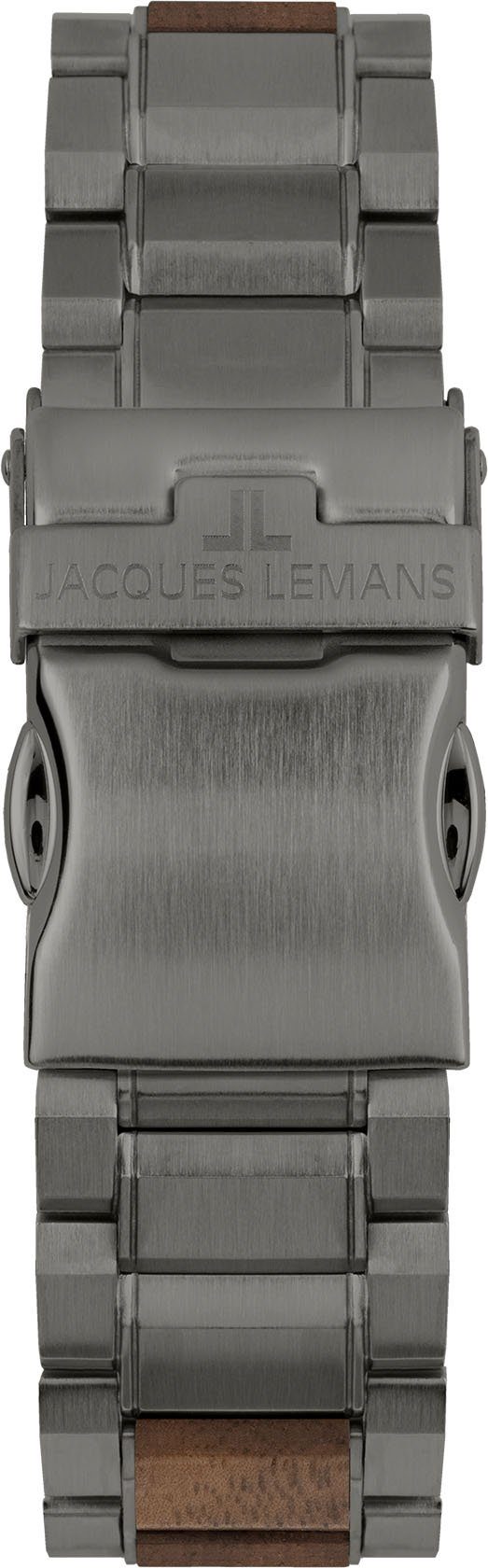 Jacques Lemans Solarhorloge Eco Power Solar Wood, 1-2116I Horloge, herenhorloge, datum, houten wijzerplaat, roestvrijstalen band