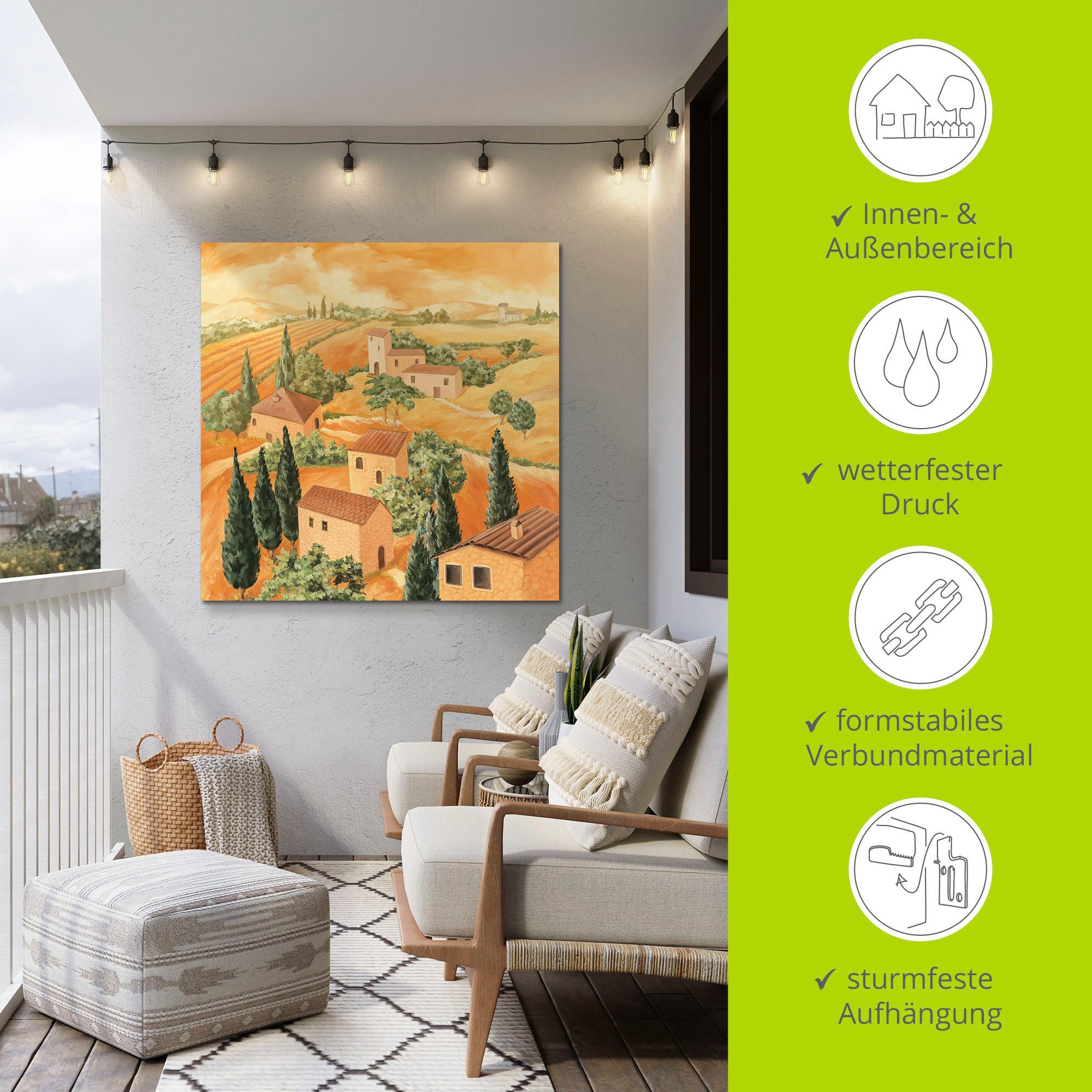 Artland Artprint Landschap Italië als artprint van aluminium, artprint voor buiten, artprint op linnen, poster in verschillende maten. maten