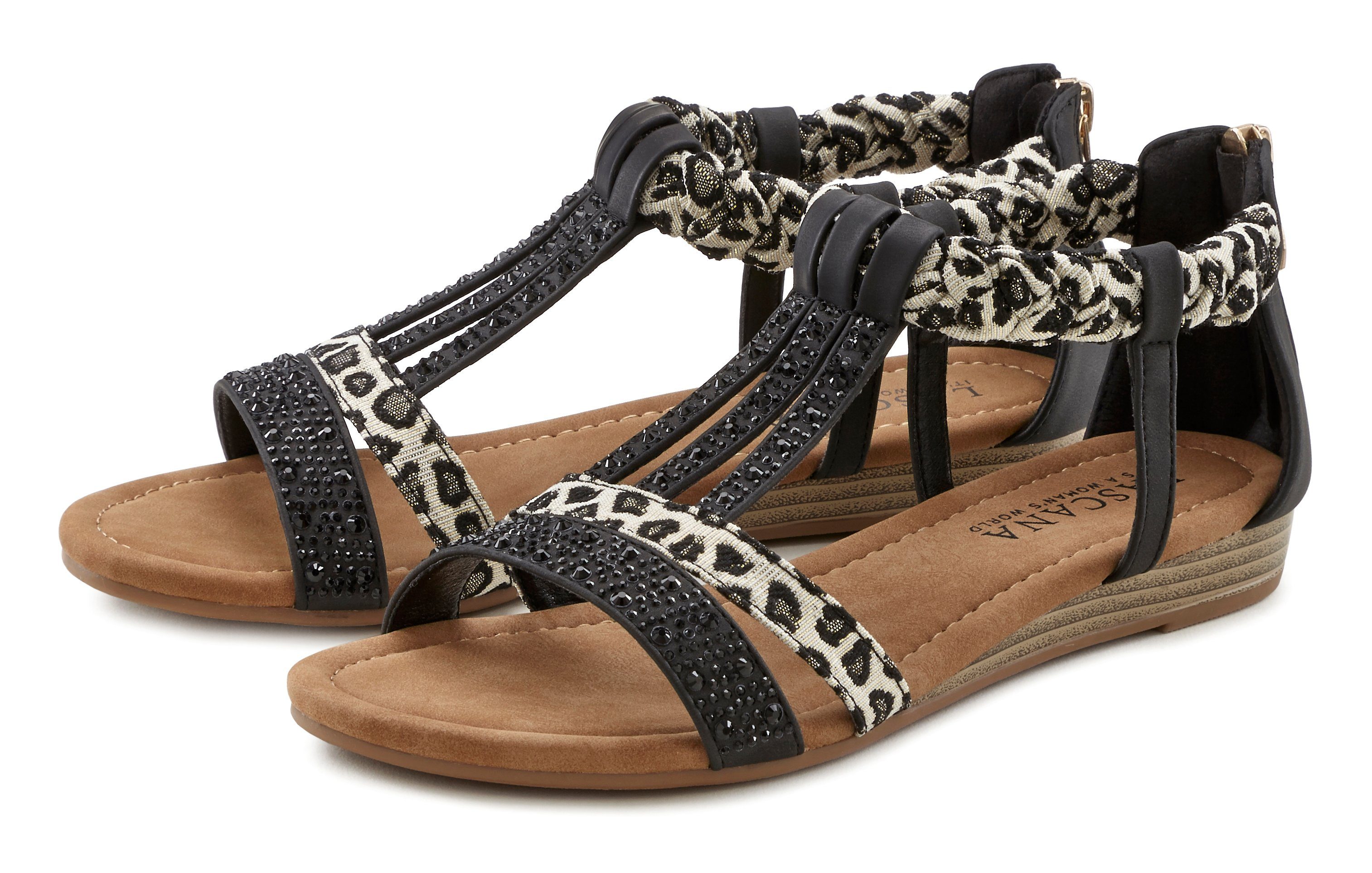 Lascana Sandalen Sandalette, zomerschoen met versiering en kleine sleehak VEGAN