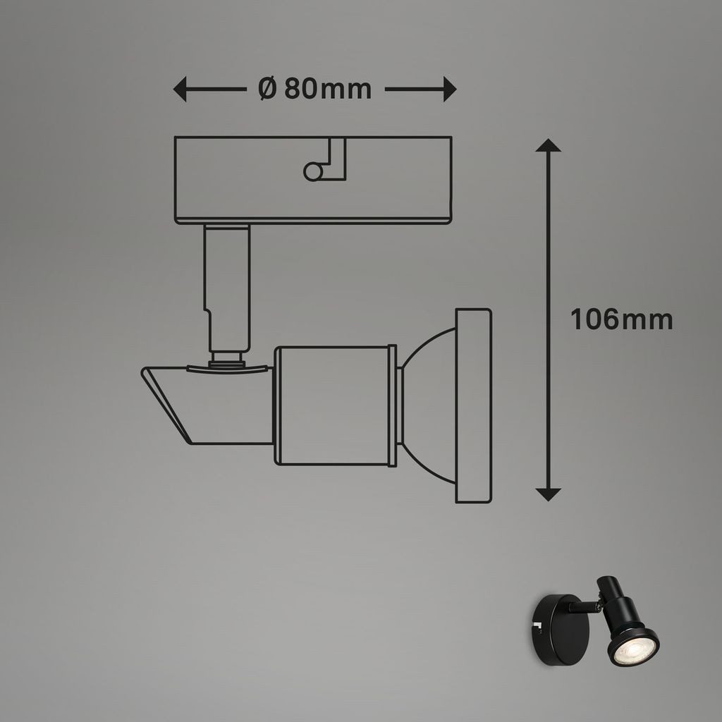Briloner Leuchten Led-wandlamp LED Spot 1-flammig, Metall, schwarz