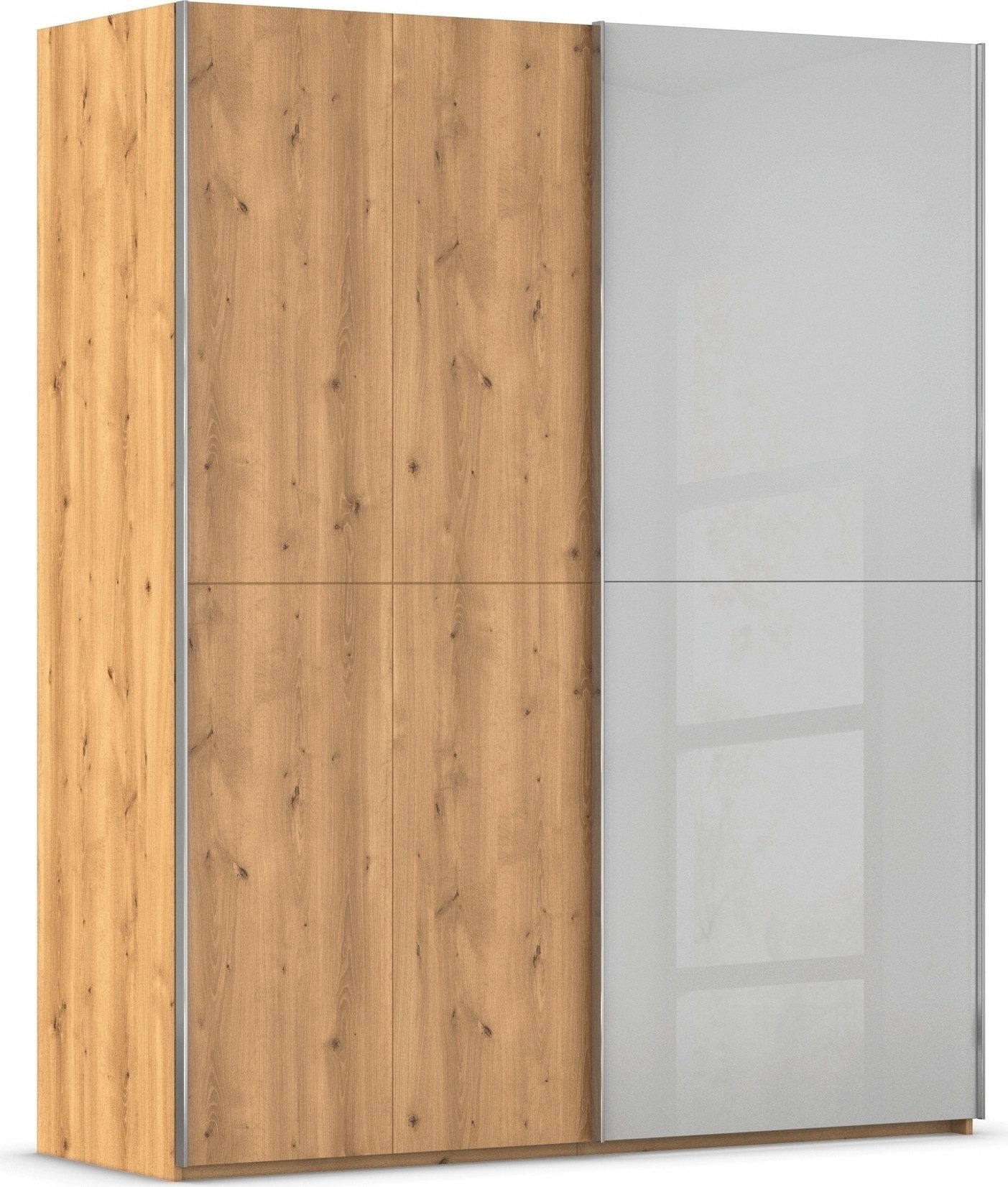 rauch Schuifdeurkast Kledingkast kast garderobe slaapkamerkast SCALE-WOOD edel gesplitste front in massief takken eiken met glazen deuren made in