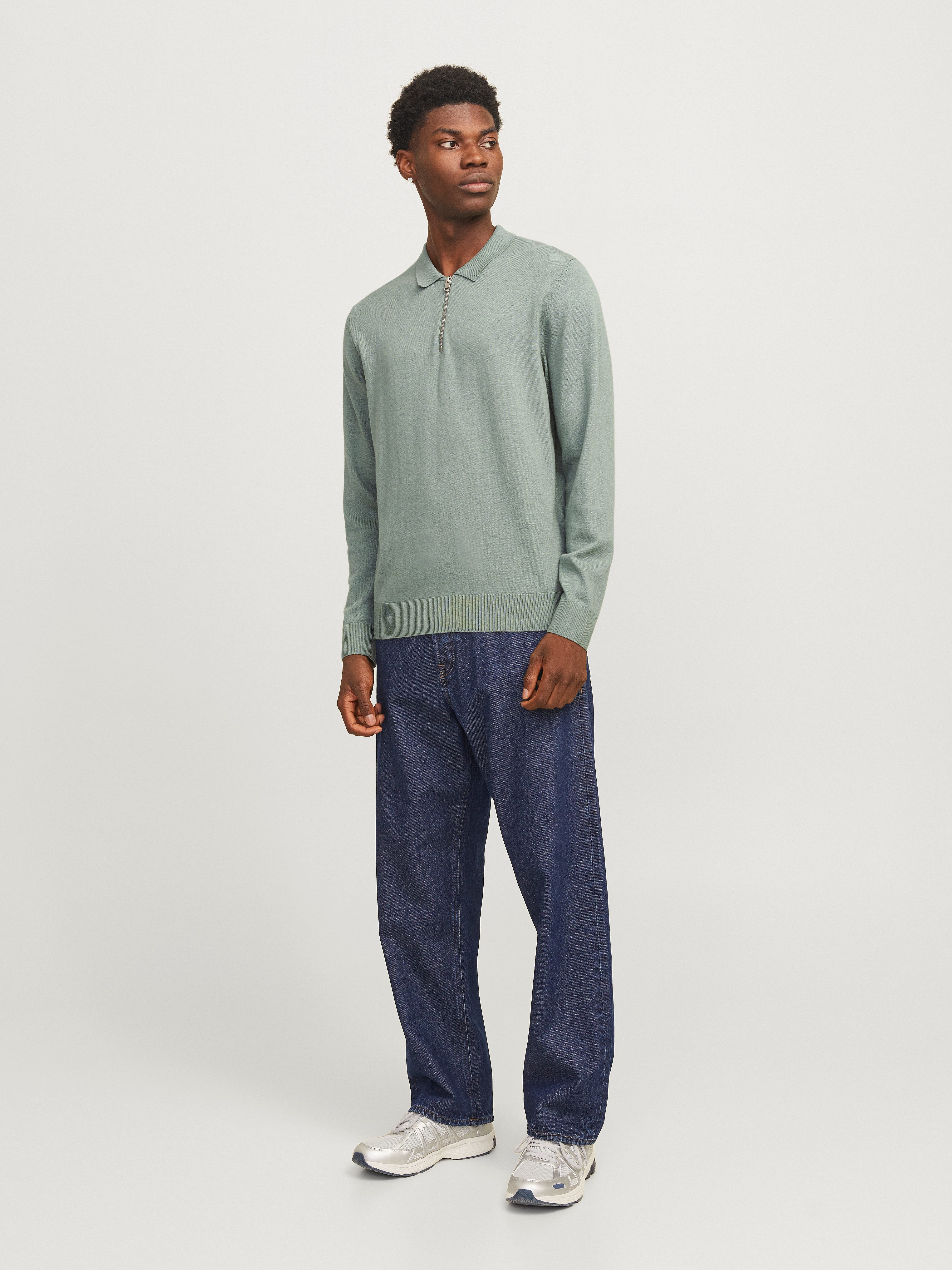 Jack & Jones Trui met polokraag JJEEMIL KNIT POLO HALF ZIP LS NOOS