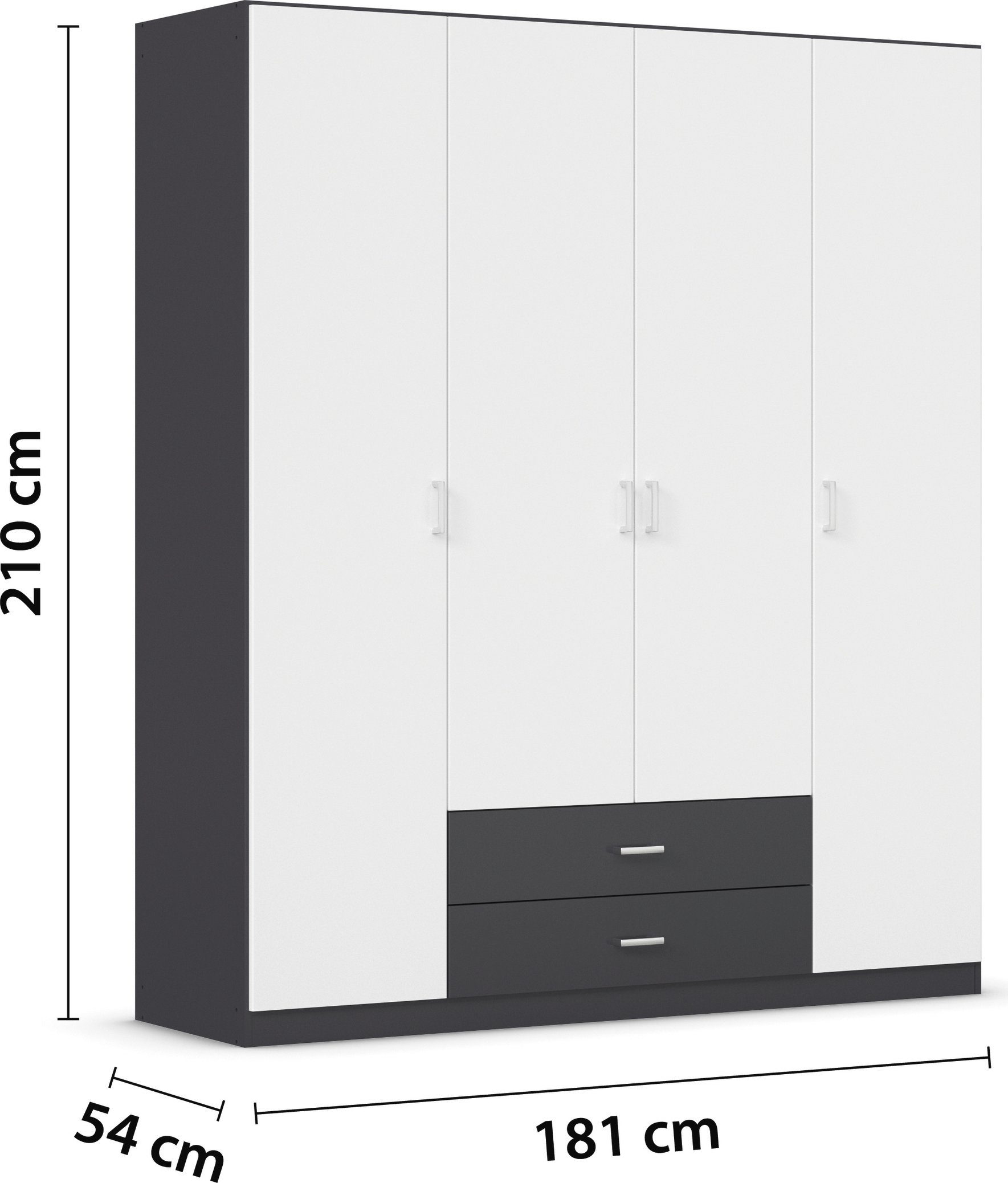 rauch Draaideurkast Kledingkast kast garderobe linnenkast GAMMA in 3 breedtes met 6 lades, in eenvoudig design topseller made in germany