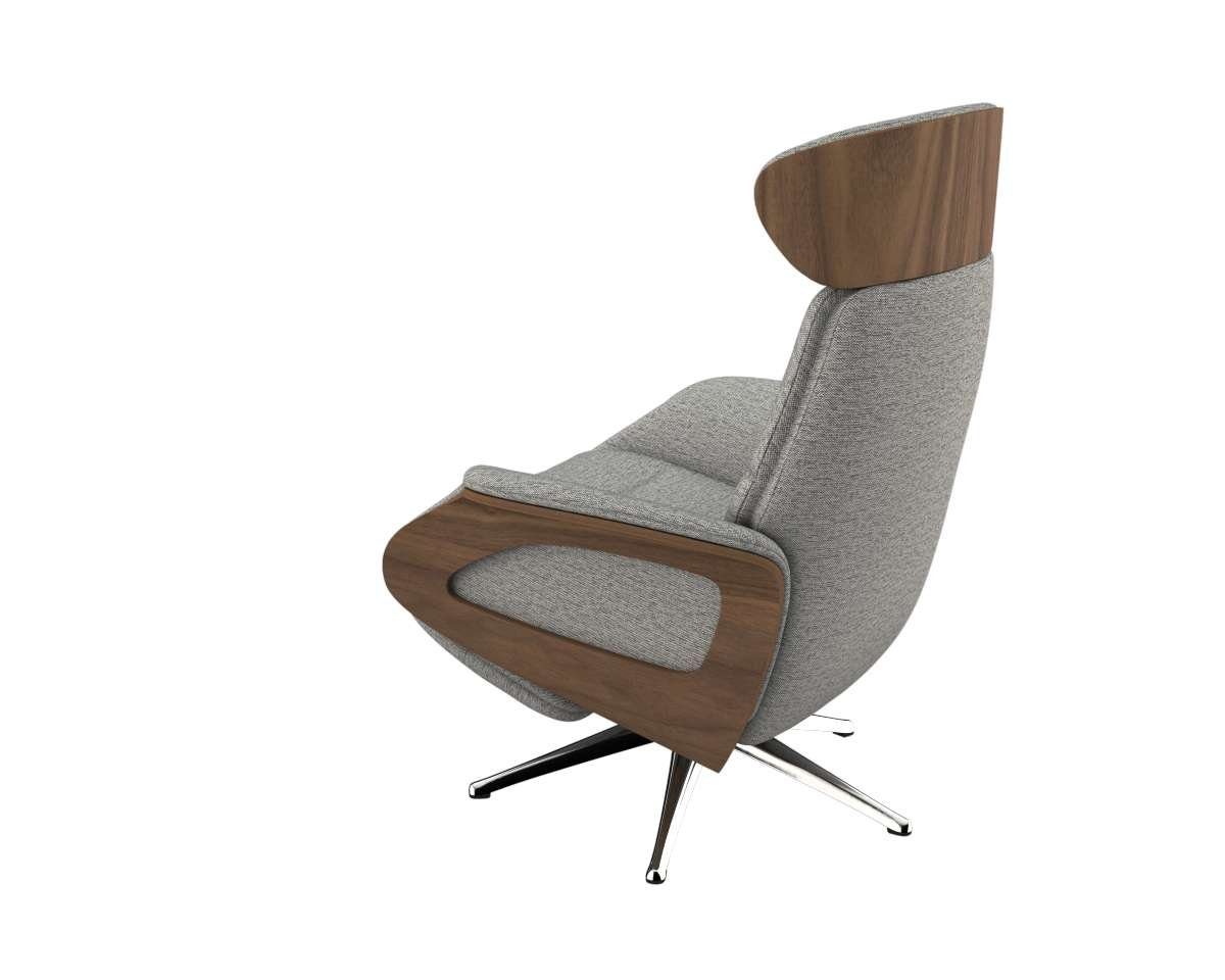 FLEXLUX Relaxfauteuil Clement praktische elektrische fauteuil Maat M, elektrische rug- en voetensteun, accu, armleuning Walnoot, aluminium voet
