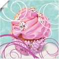 artland artprint cupcake op petrol - gebak in vele afmetingen  productsoorten - artprint van aluminium - artprint voor buiten, artprint op linnen, poster, muursticker - wandfolie ook geschikt voor de badkamer (1 stuk) roze