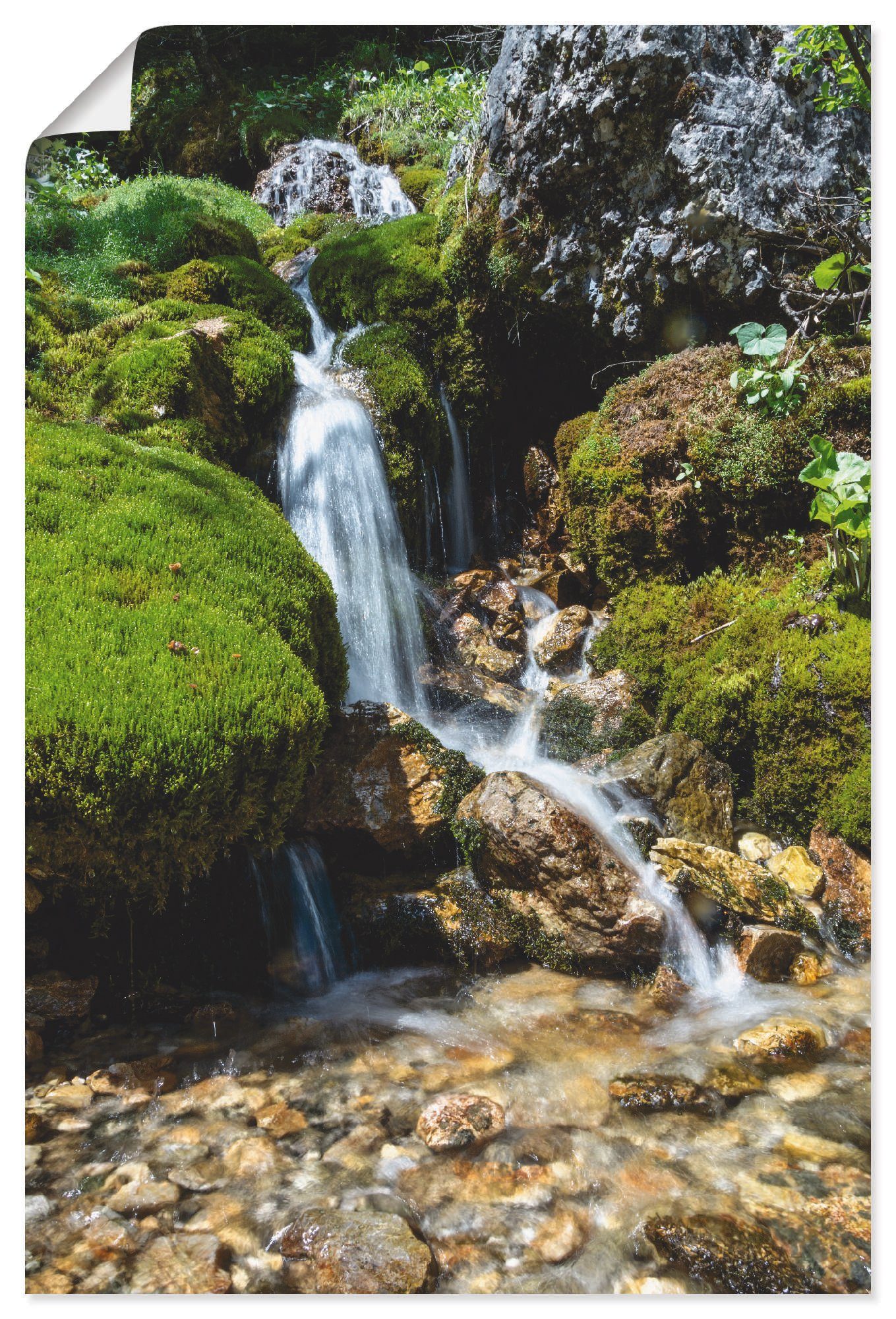 Artland Artprint Kleine waterval in de bergen als artprint op linnen, poster, muursticker in verschillende maten