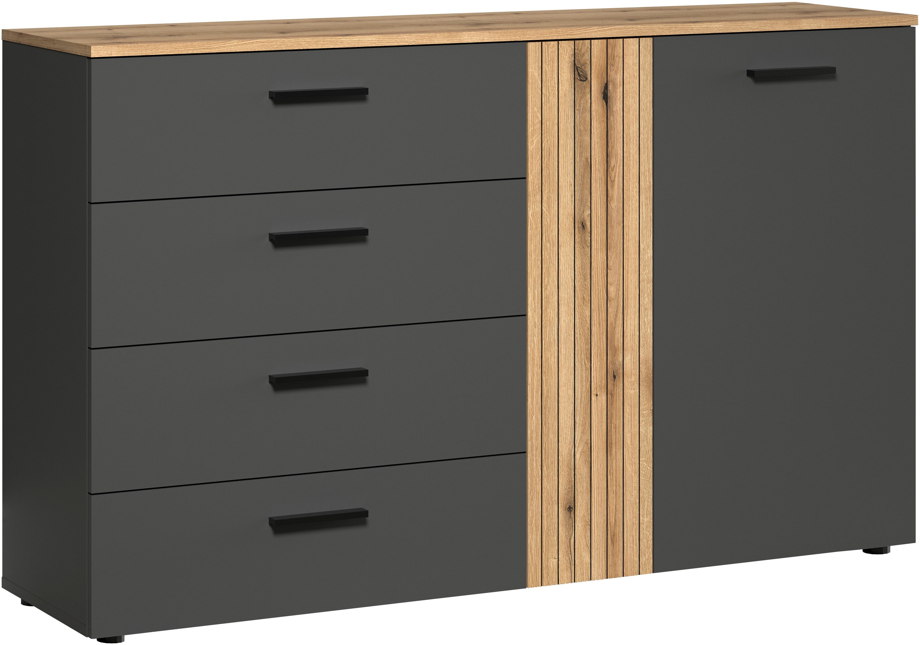 INOSIGN Kast Estepona Sideboard met volledig uittrekbare lades - (B/D/H) 139/38/86 cm (1 stuk)