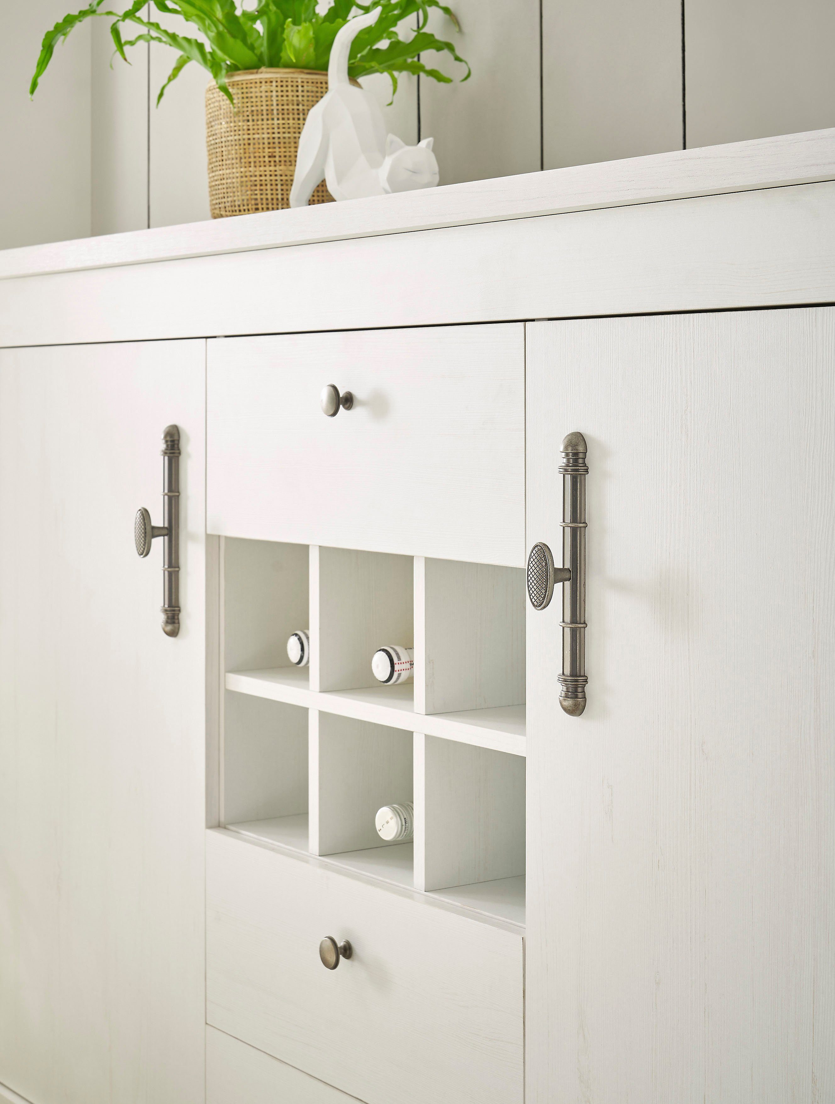 Home affaire Wandmeubel Ravenna in romantische landelijke stijl, grepen van metaal, soft-closefunctie (4-delig)