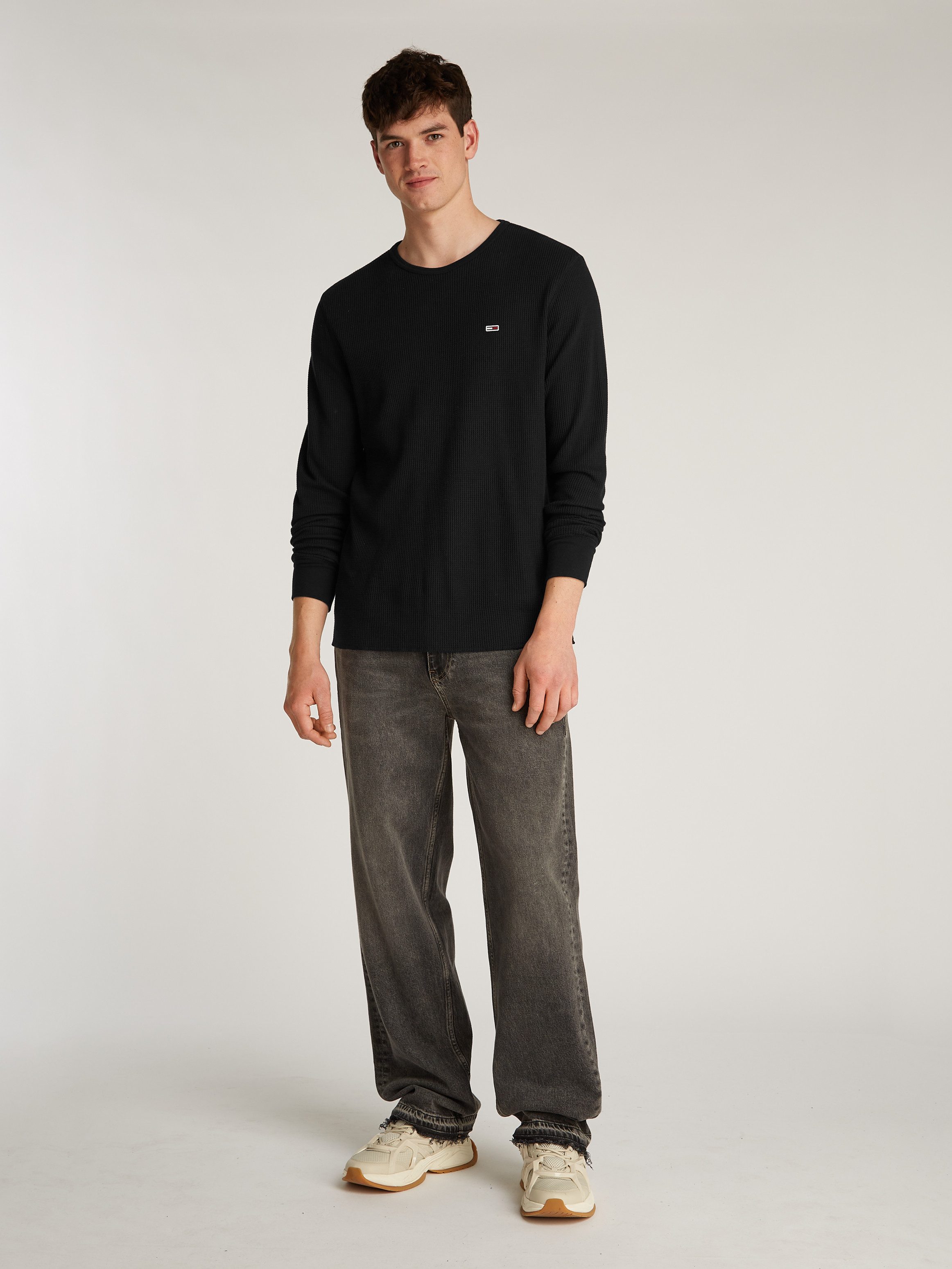 TOMMY JEANS Shirt met lange mouwen TJM SLIM WAFFLE L S TEE EXT