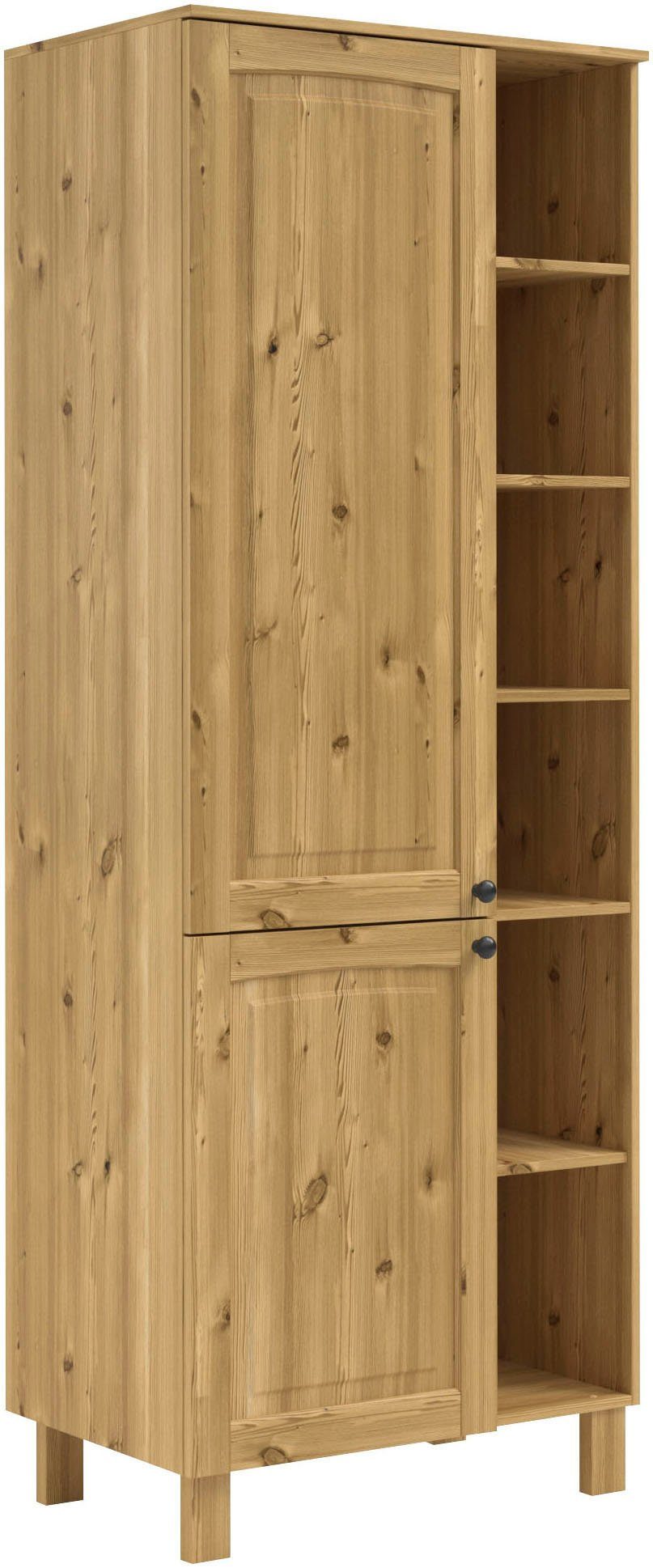 Kochstation Hoge kast KS-Osby Massief grenen, breedte 75 cm, 2 deuren, 4 legplanken, 6 open vakken (1 stuk) hoge kasten