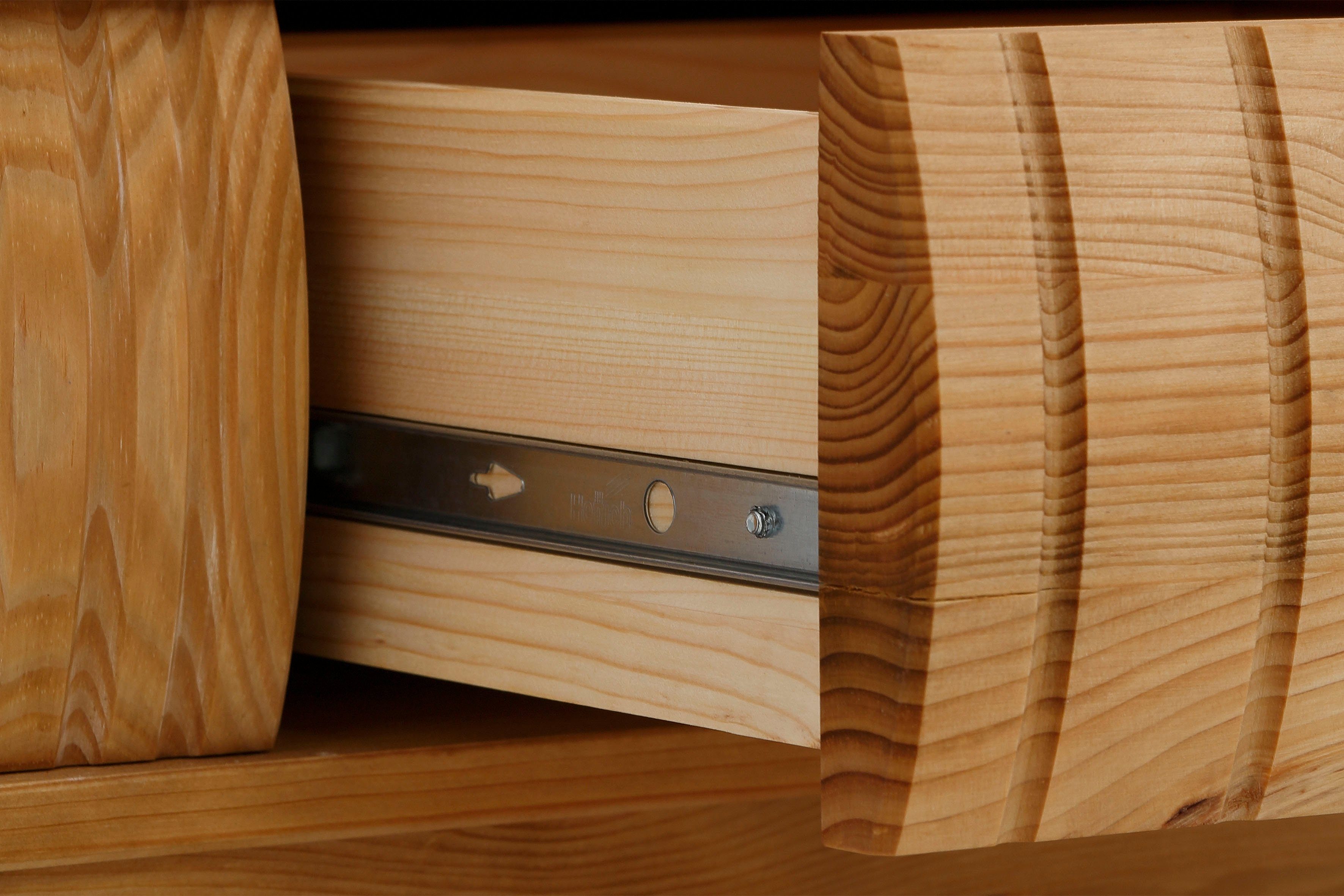 Home affaire Vitrinekast Teresa met 2 glazen deuren en 2 lades, hoogte 120 cm, van massief hout