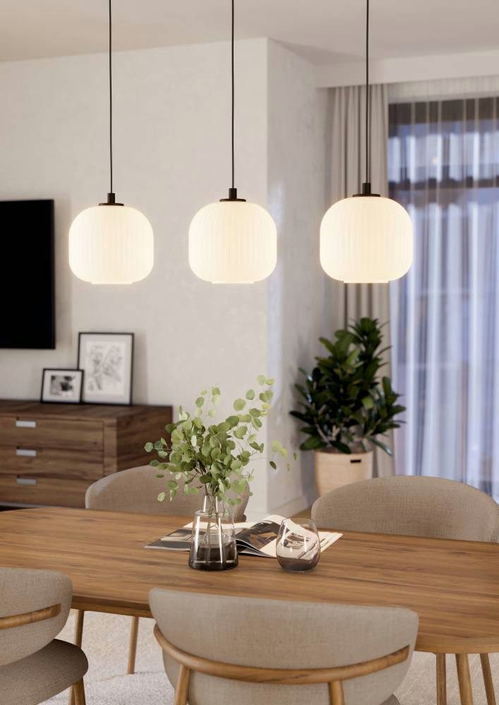 EGLO Hanglamp MANTUNALLE Hanglamp, staal, glas, IP20, E27, eettafellamp, lamp (1 stuk)