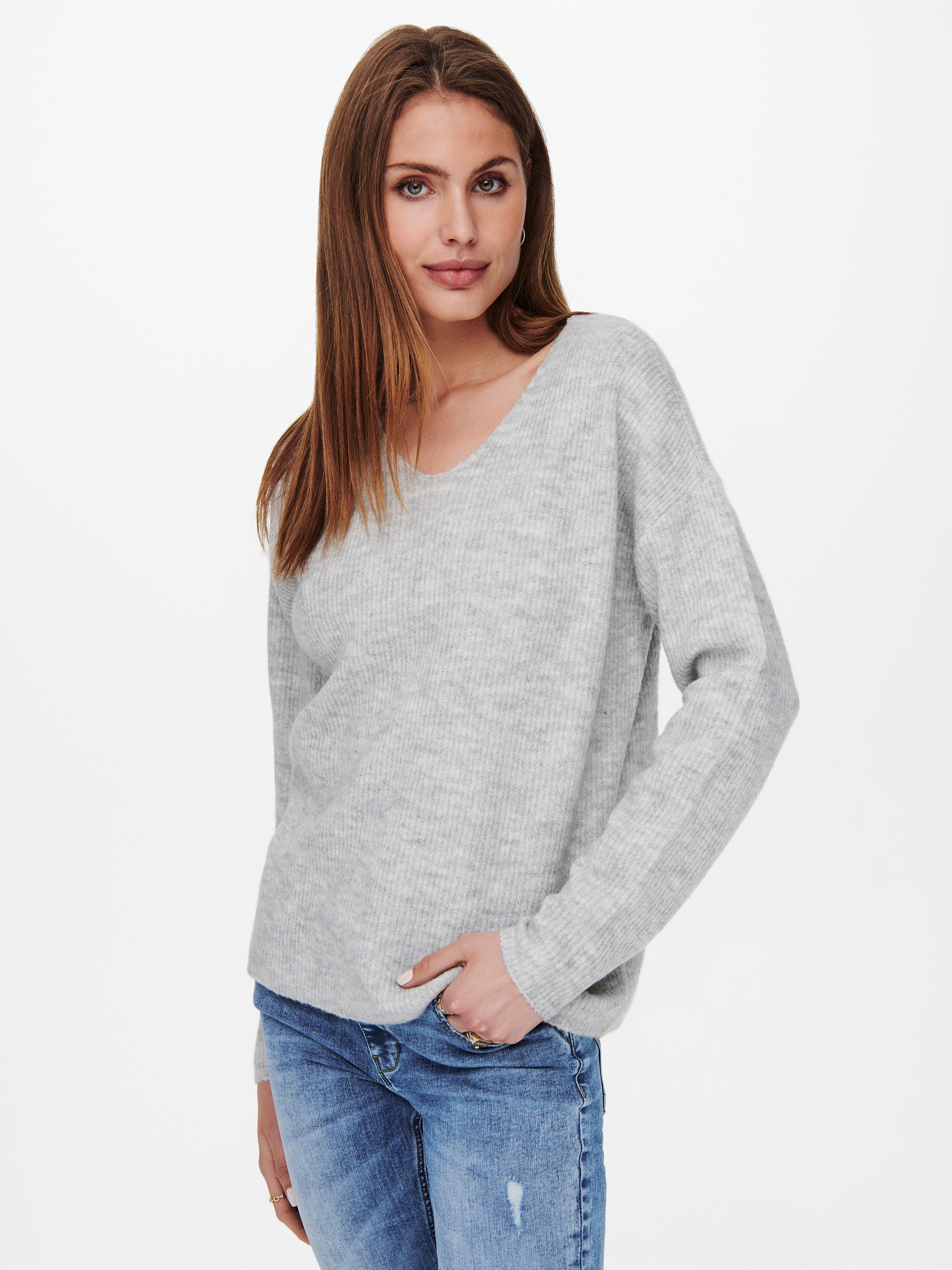 Only Gebreide trui ONLCAMILLA V-NECK L/S PULLOVER KNT NOOS
