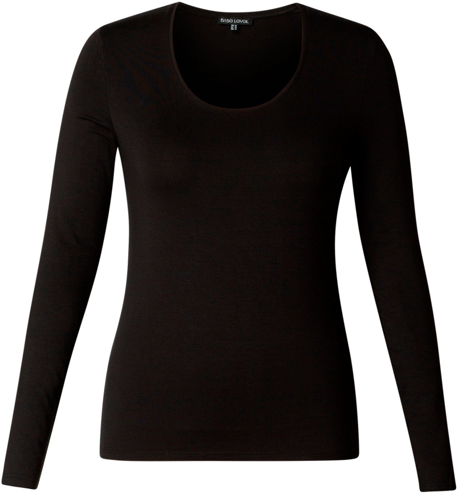Base Level Curvy Shirt met lange mouwen met een ronde hals