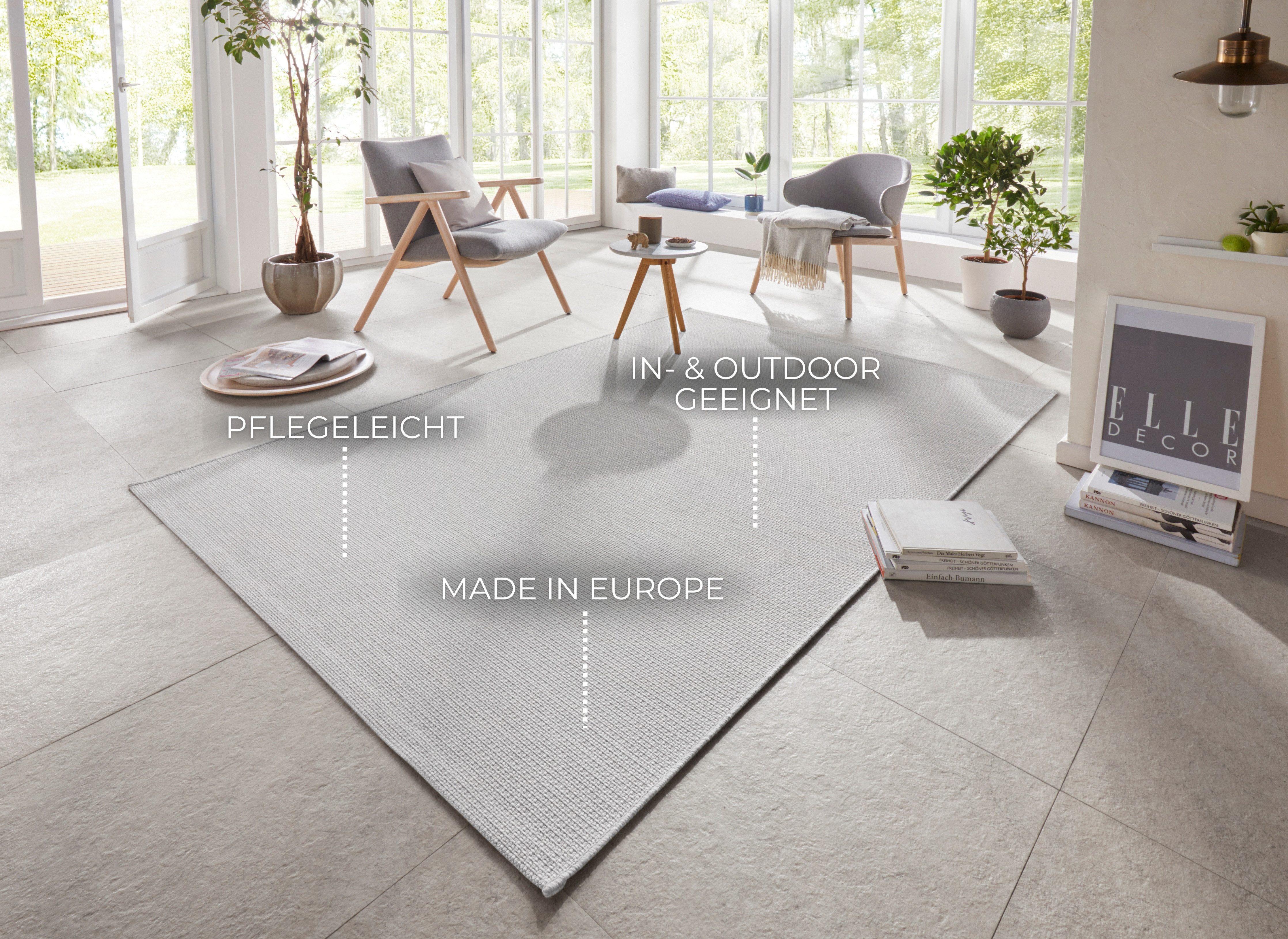 ELLE DECORATION Vloerkleed Millau Platweefsel, in- & outdoor, modern, terras, balkon, woonkamer