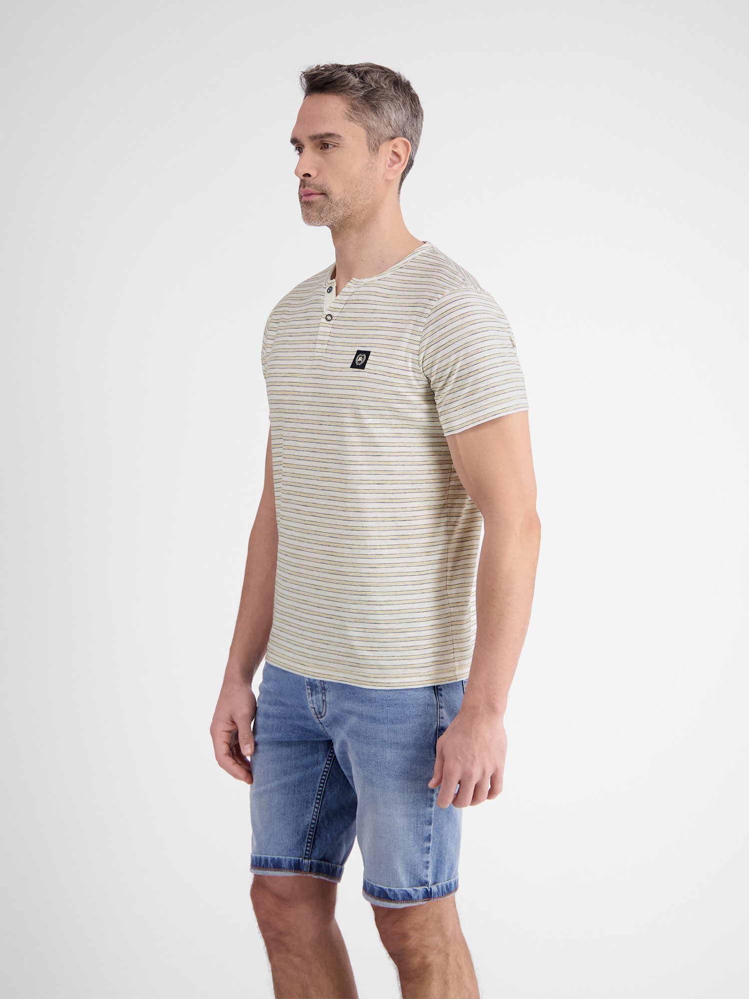 Lerros Henleyshirt LERROS heren serafino-shirt, gestreept
