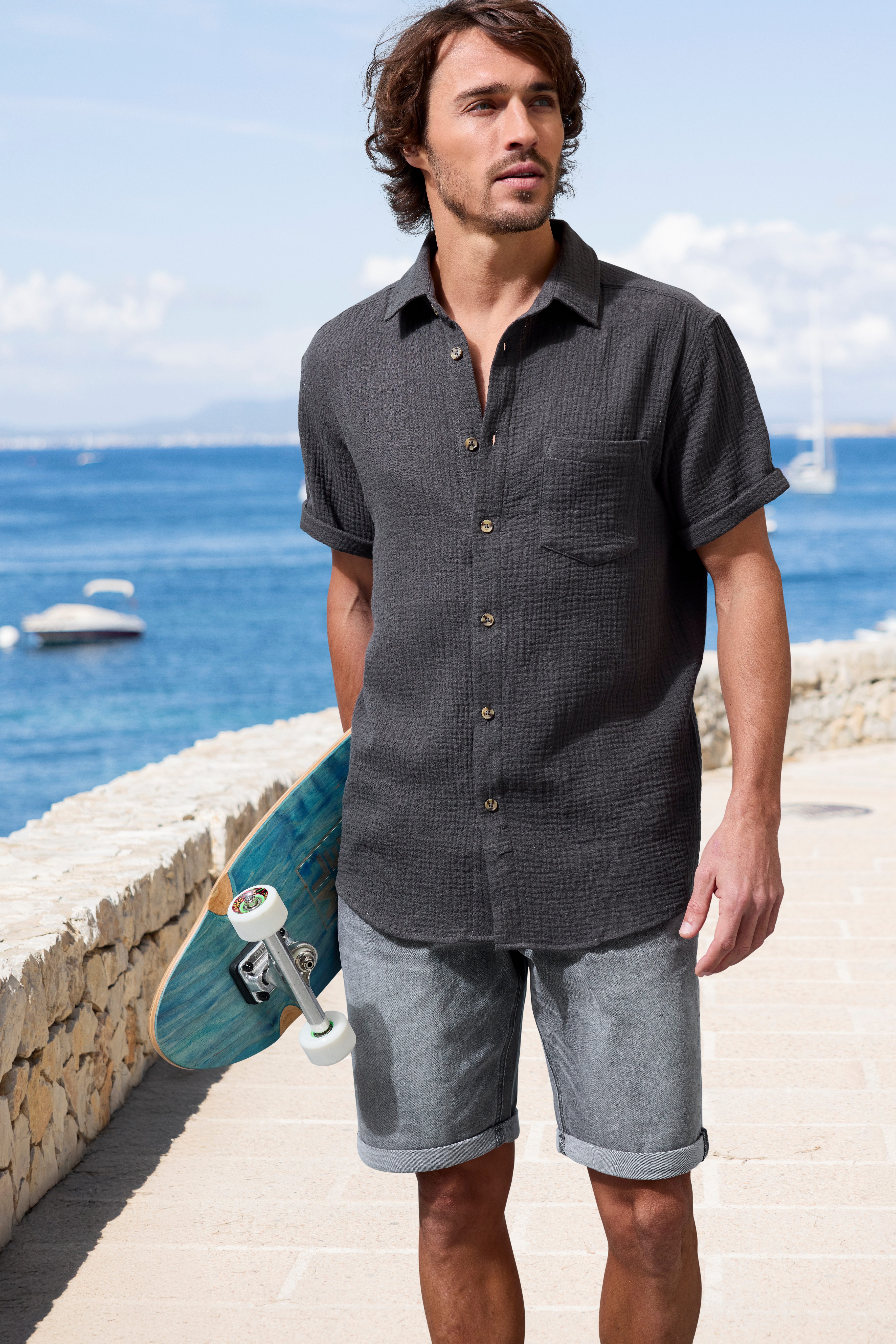 Beachtime Overhemd met korte mouwen Regular fit Korte mouw, vrijetijdshemd van mousseline