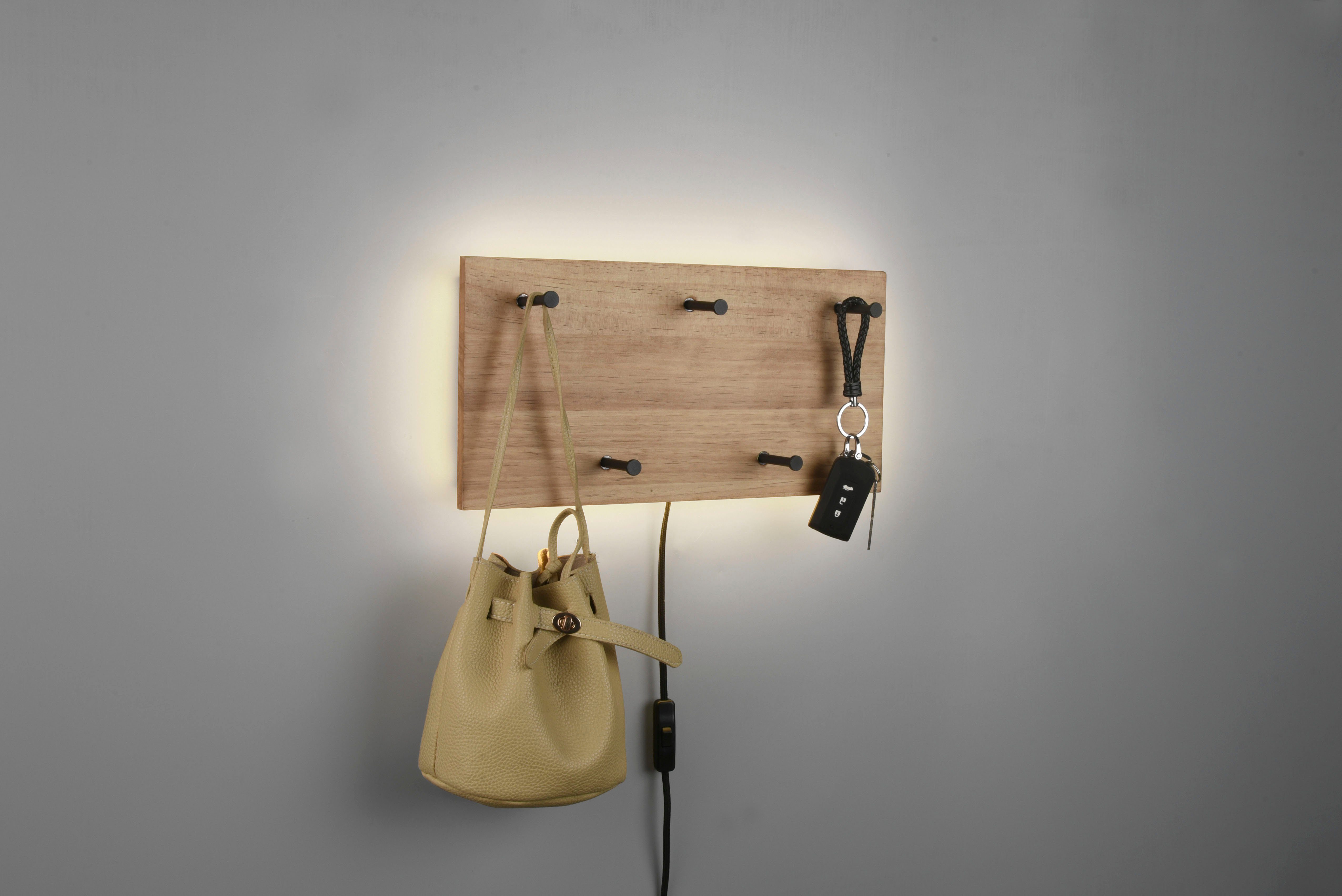 MIRRORS AND MORE Kapstok Samantha met geïntegreerde led-achtergrondverlichting kapstokken maat 40 cm x 20 cm x 9,2 cm beige