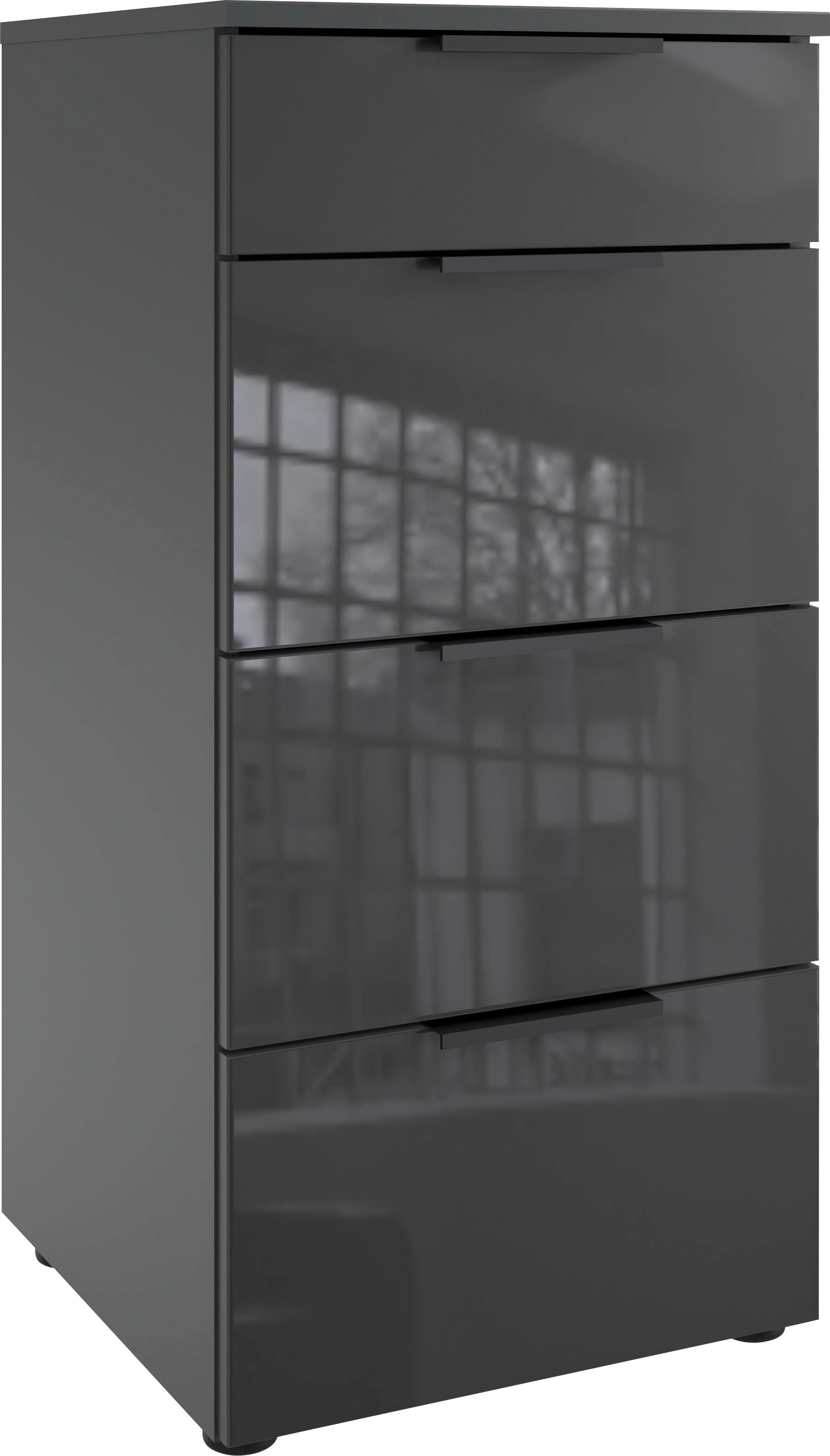 wimex ladekast level36 black c by fresh to go met glazen elementen aan de voorkant, soft-close functie, 41 cm breed wit