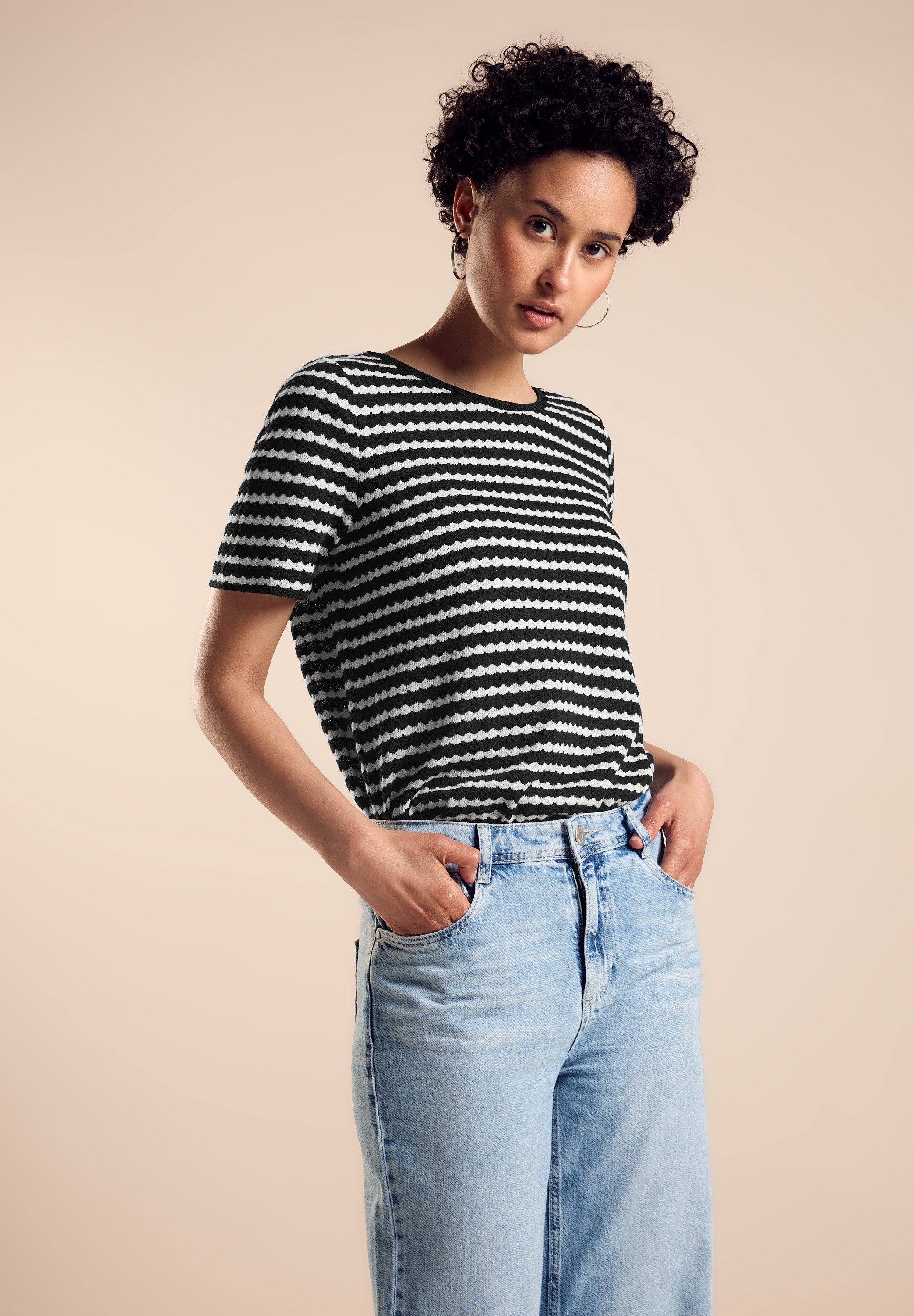 STREET ONE T-shirt met gebreide look