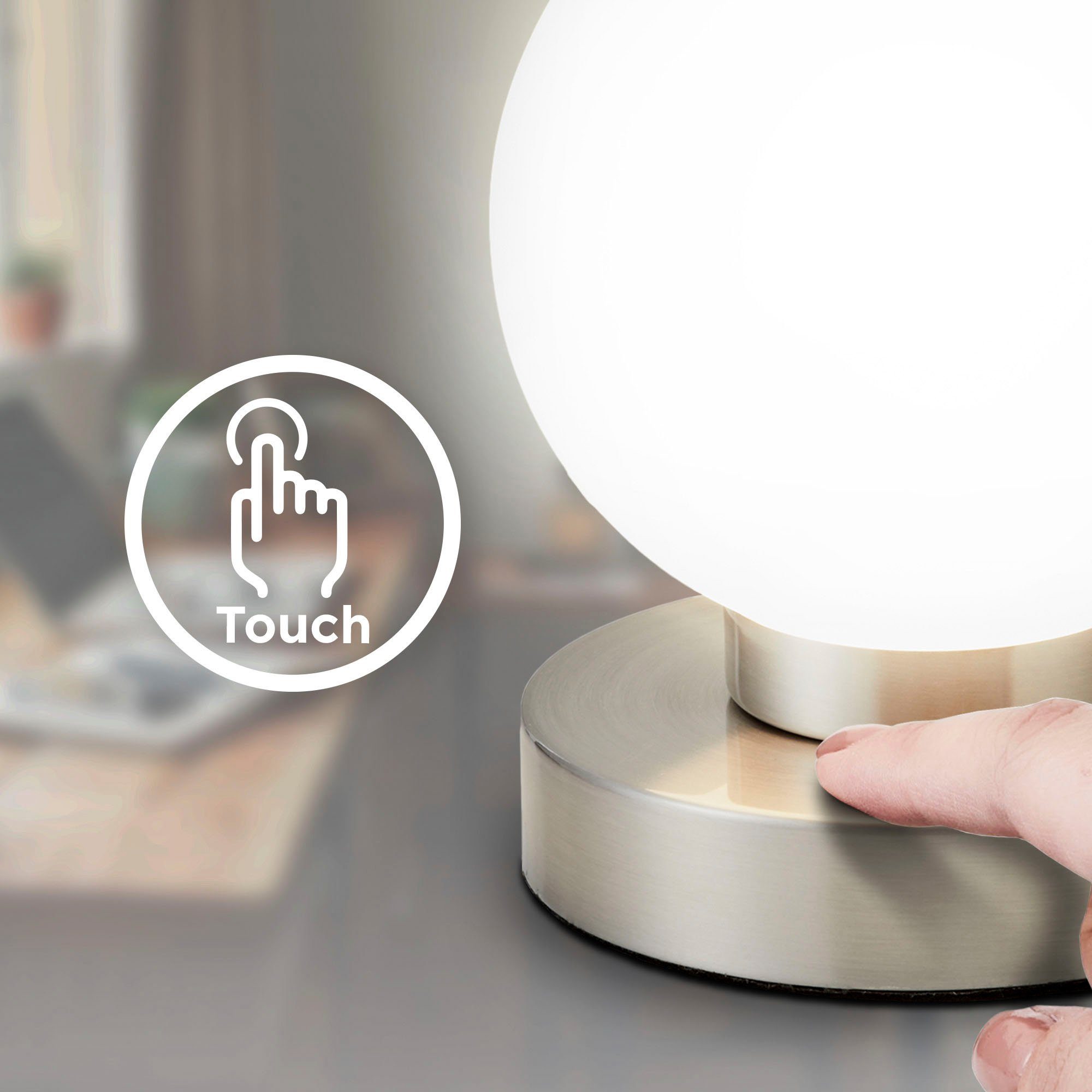 B.K.Licht Tafellamp BK_TL1087 Tafellamp, bedlampje met aanraaksensor, dimbaar (1 stuk)