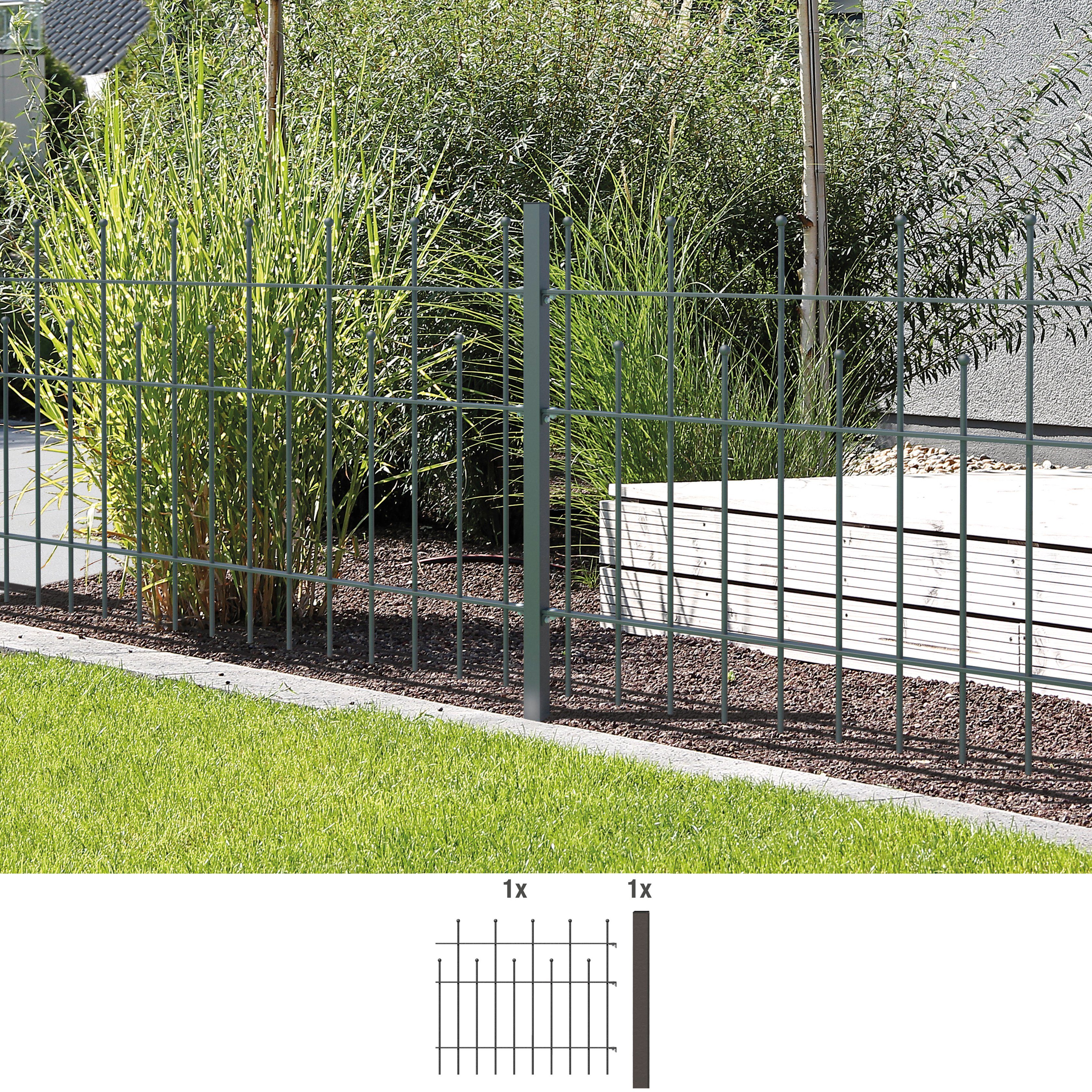 GAH Alberts Metalen hek Uitbreidingsset Madrid Hoogte: 49,5, 73,5 en 98,5 cm, breedte: 200 cm, om vast te schroeven