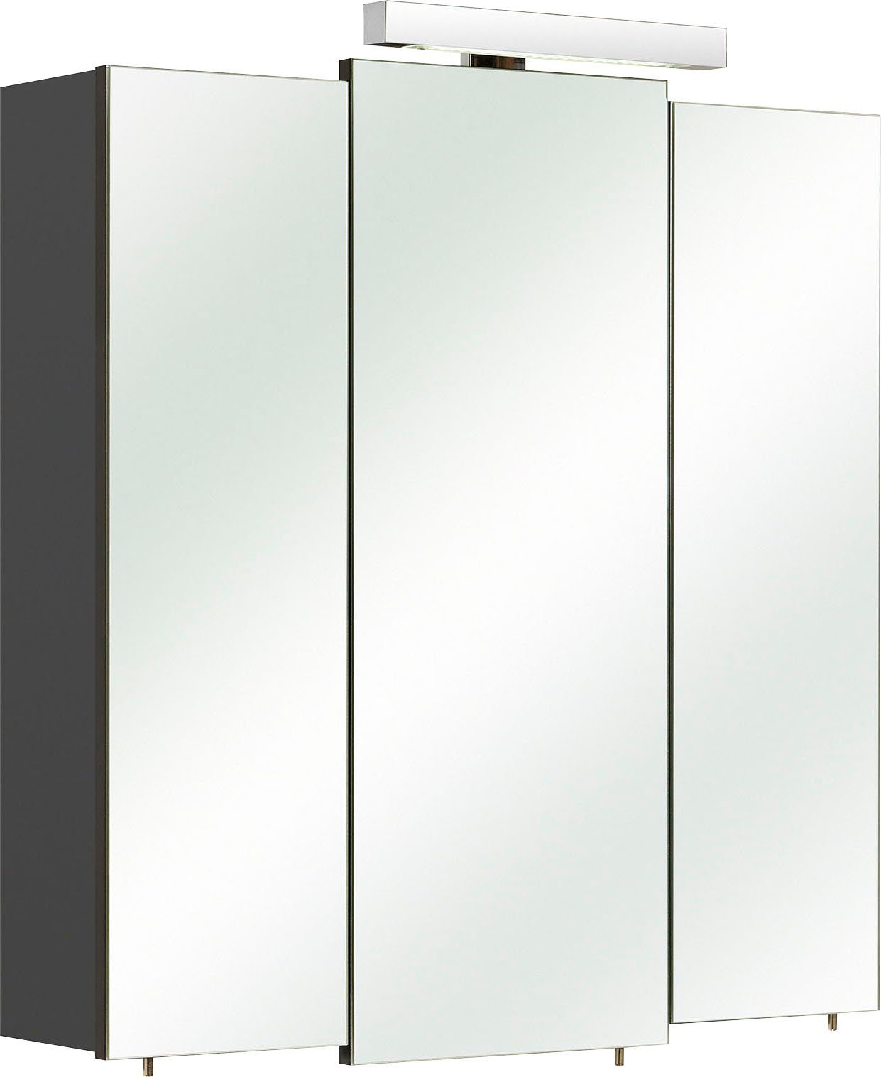 Saphir Badkamerserie Quickset 2-delig, wastafelonderkast met led-spiegelkast Wastafel 68 cm breed, 5 deuren, incl. deurdemper, grepen chroom glans (2-delig)