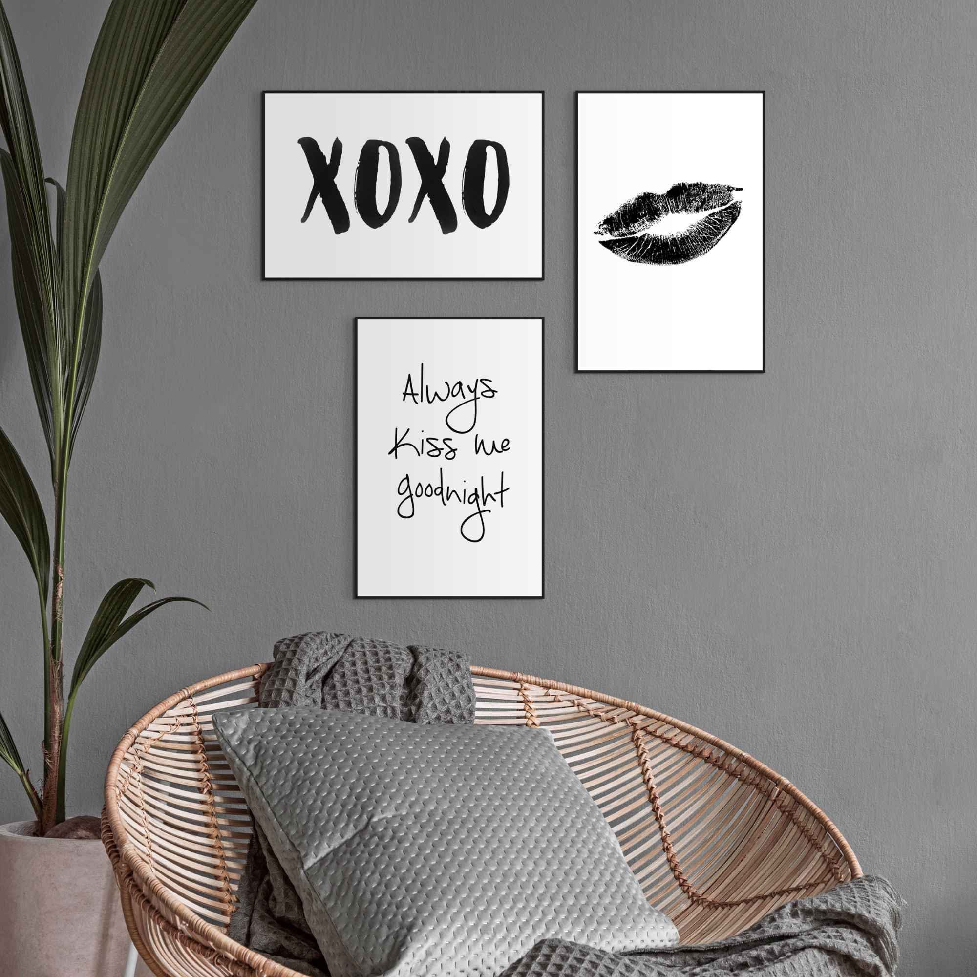 Reinders! Artprint Kusmond modern - minimalistisch - lippen (3-delig)