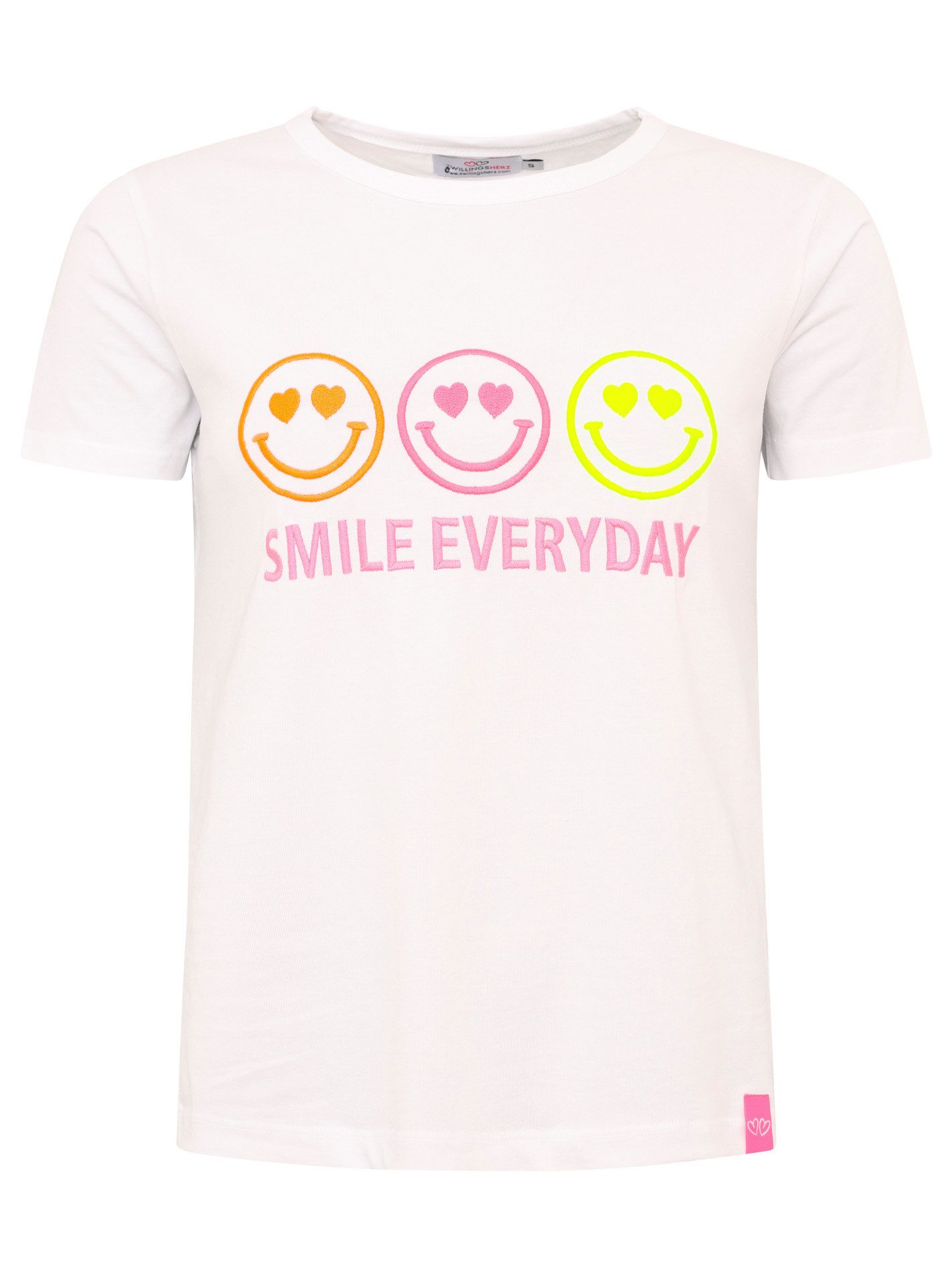 Zwillingsherz T-shirt Smile Everyday met motiverend opschrift