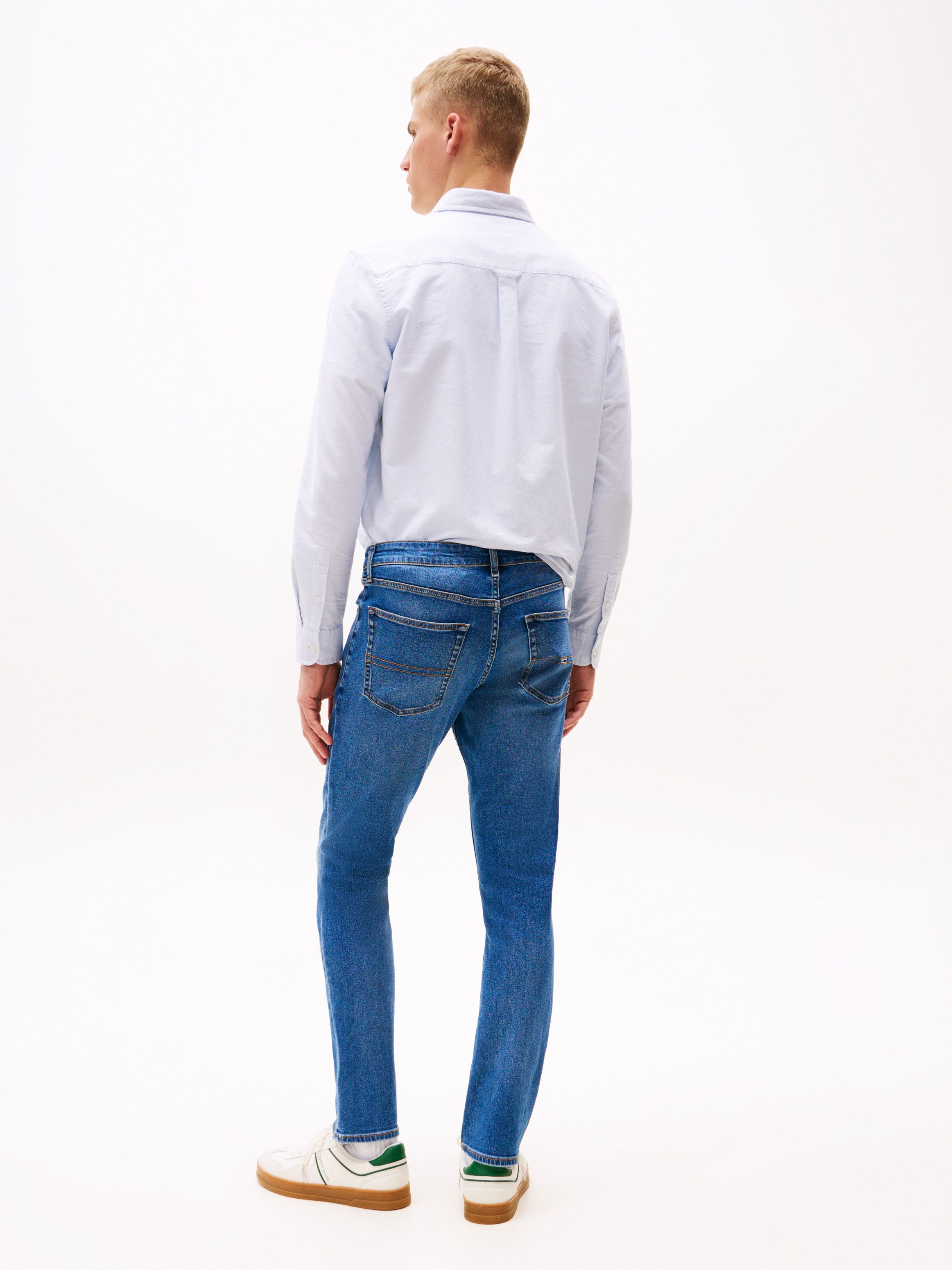 TOMMY JEANS Straight jeans SCANTON SLIM BI0234 Met merkenlabel van leer achter