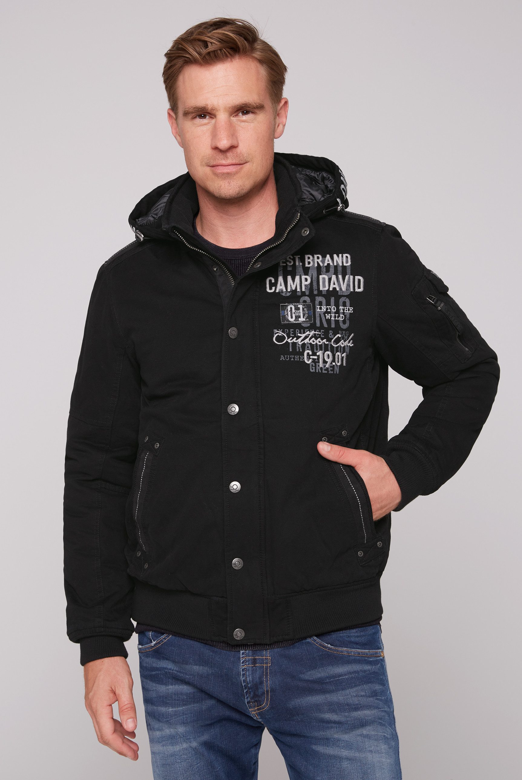 CAMP DAVID Blouson met afneembare capuchon heren jassen maat XXL zwart