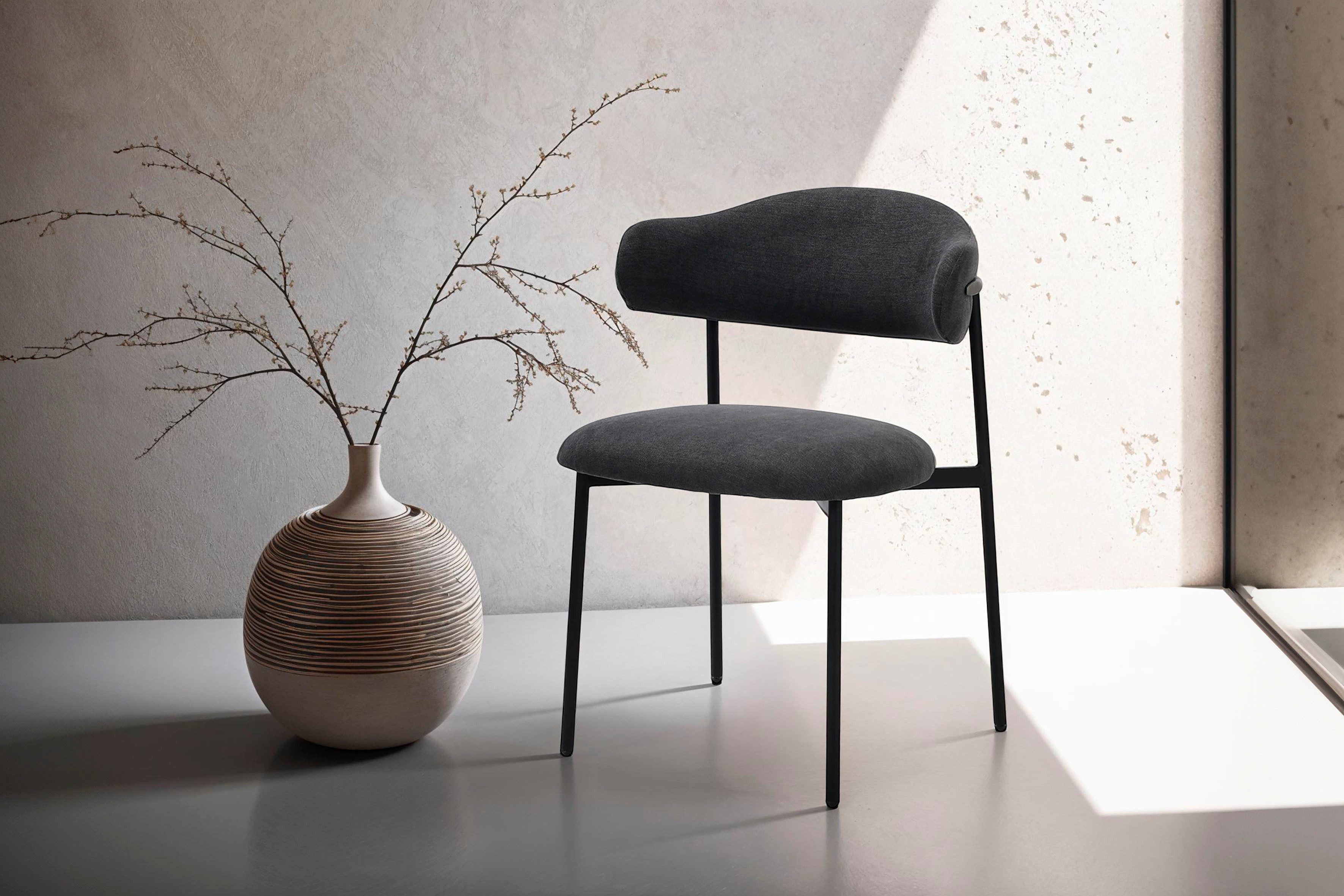 byLIVING Eetkamerstoel Jersey (2-stuks set) Frame van metaal zwart, keukenstoel, geweven stofbekleding, diverse kleuren (set)
