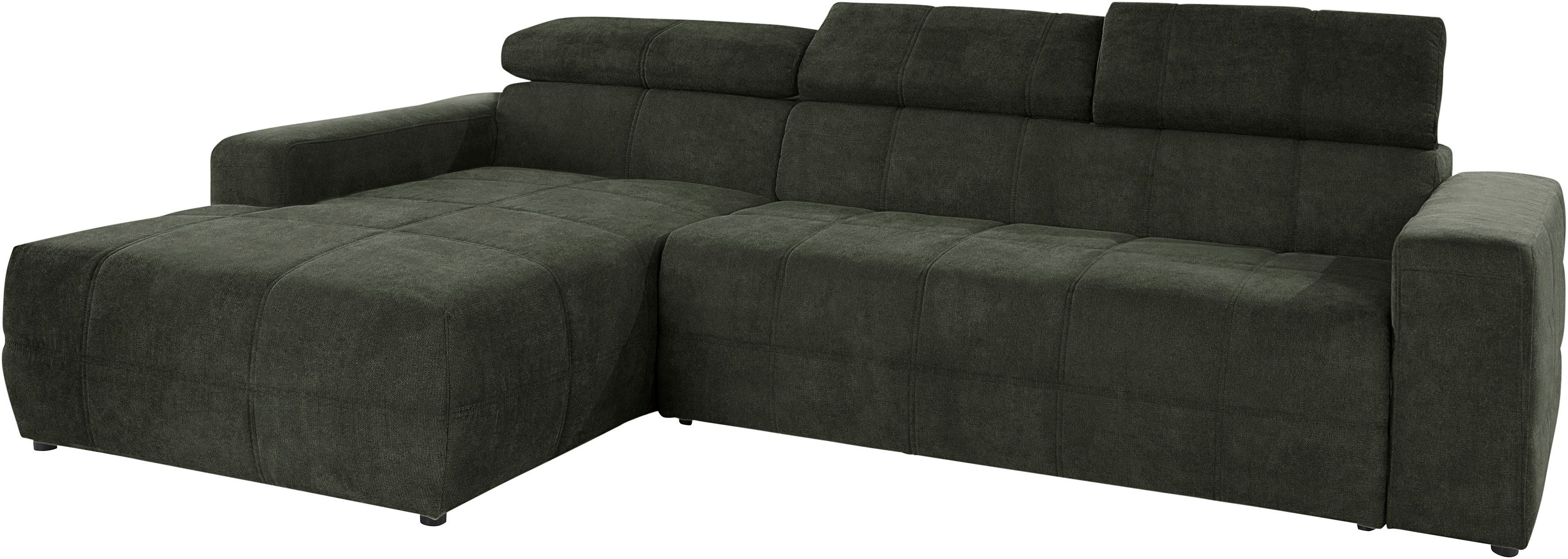 DOMO collection Hoekbank Brandon B/D/H: 289/177/80 cm, keuze met zitdiepteverstelling, L-vorm