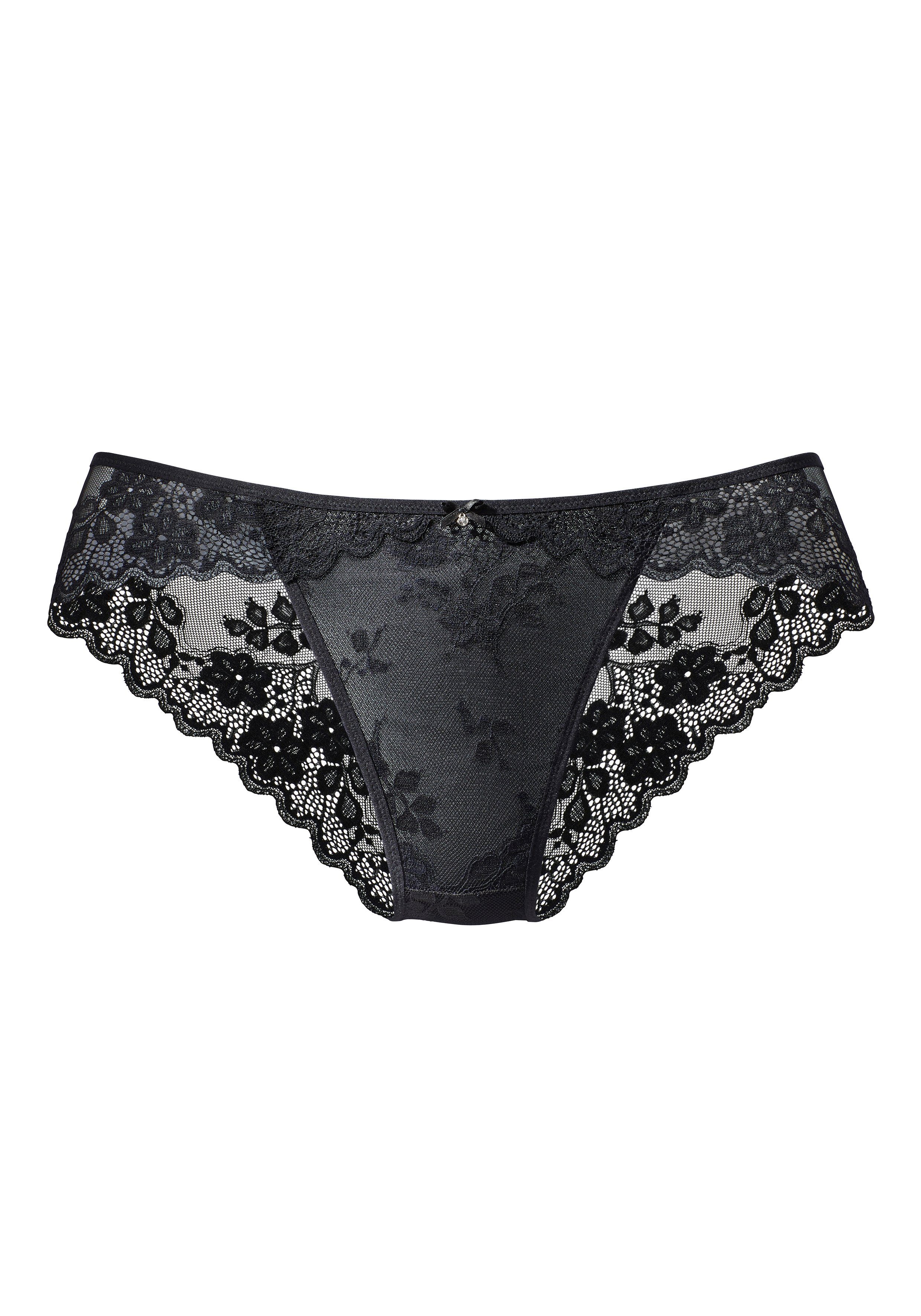 Vivance Slip van delicate jacquard-kant met edel accessoire