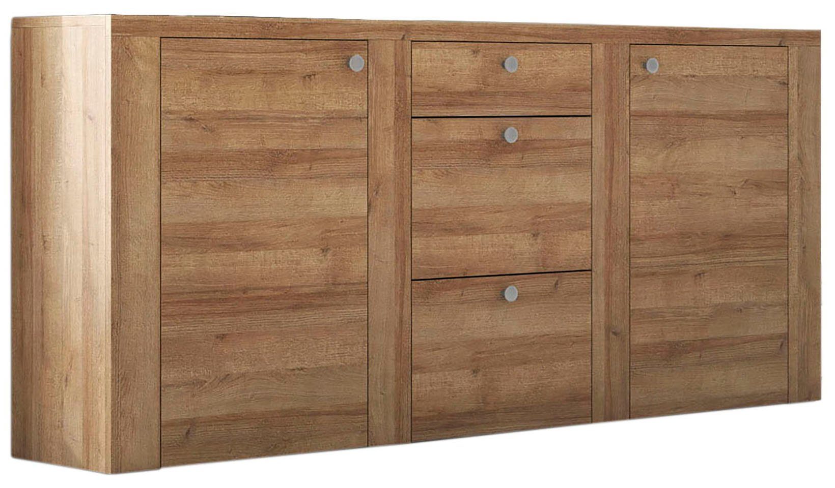 Home affaire Dressoir Larona, tijdloze commode met 2 deuren, 3 lades, deurkast, Hoogte 84 cm, veel opbergruimte, dressoir met decoratieve lijstlook