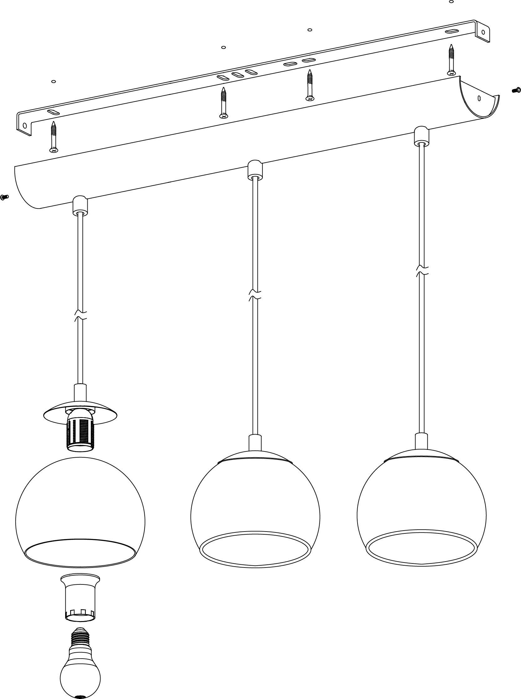 EGLO Hanglamp ALBARACCIN Hanglamp, IP20, E27, staal, glas, eettafellamp, lamp (1 stuk)