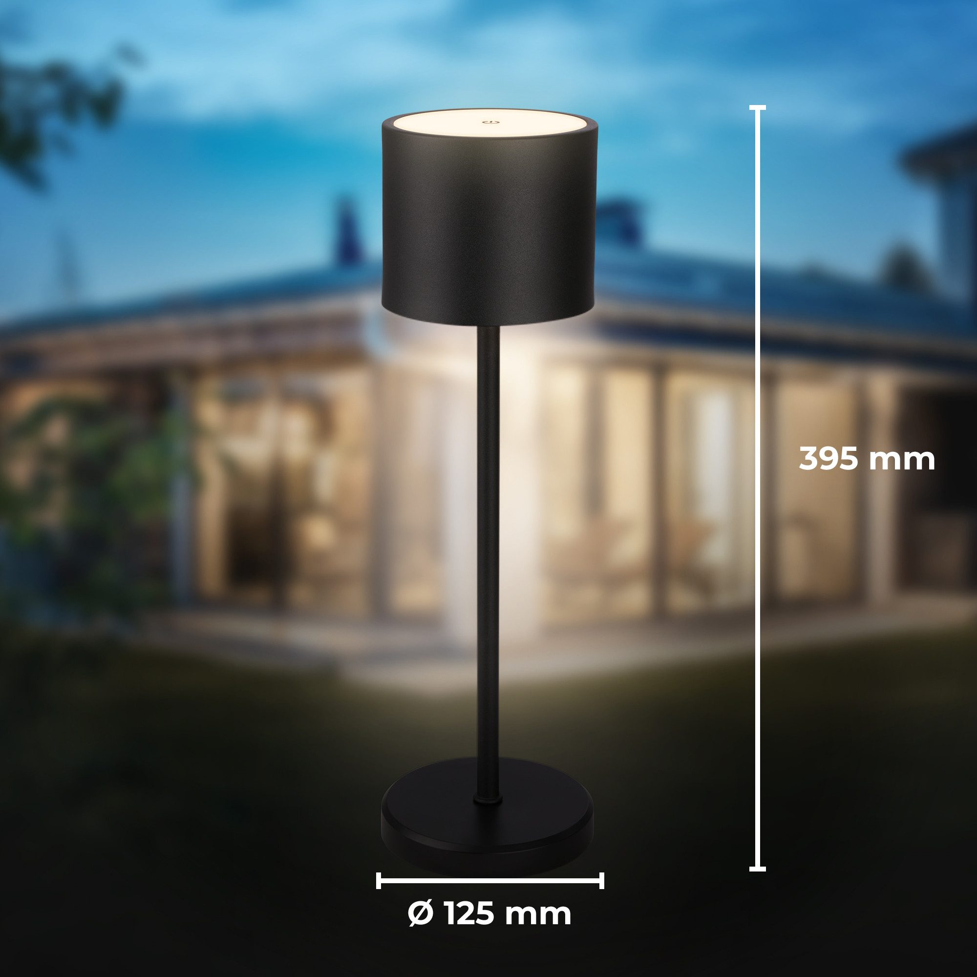B.K.Licht Tafellamp voor buiten BK_TL1608 Accu tafellamp met oplaadstation, 3-niveau touchdimmer, IP44 (1 stuk)