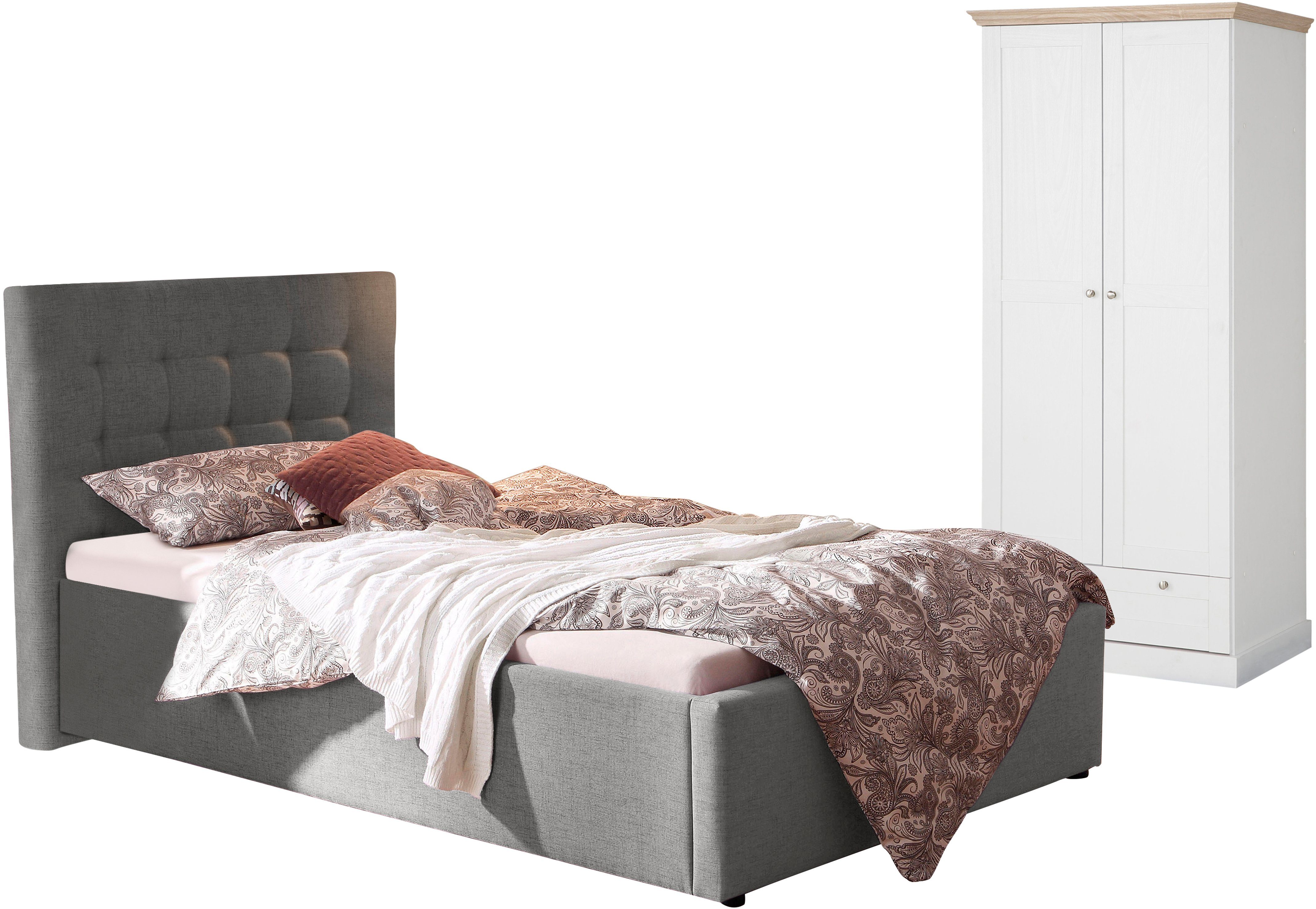 Home affaire Gestoffeerd bed Hamar, knoopstiksels in het hoofdeinde, tot 250 KG belastbaar