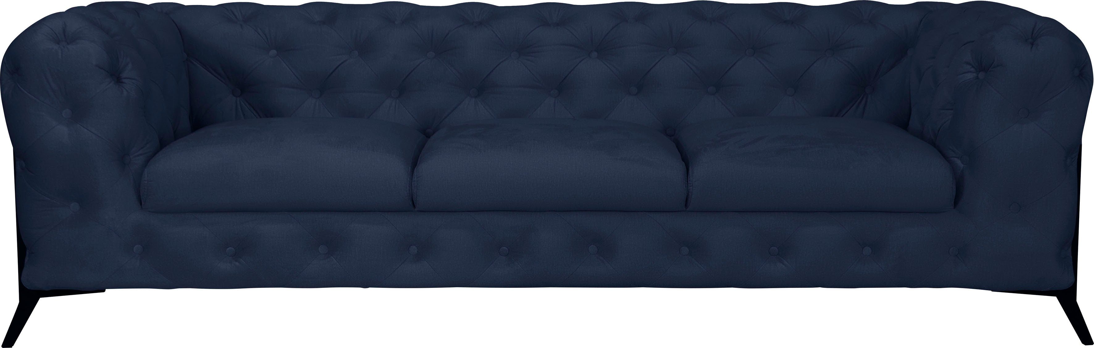 leonique chesterfield-bank amaury luxueuze capitonnage, moderne chesterfield look, kleur van de poten ter keuze blauw