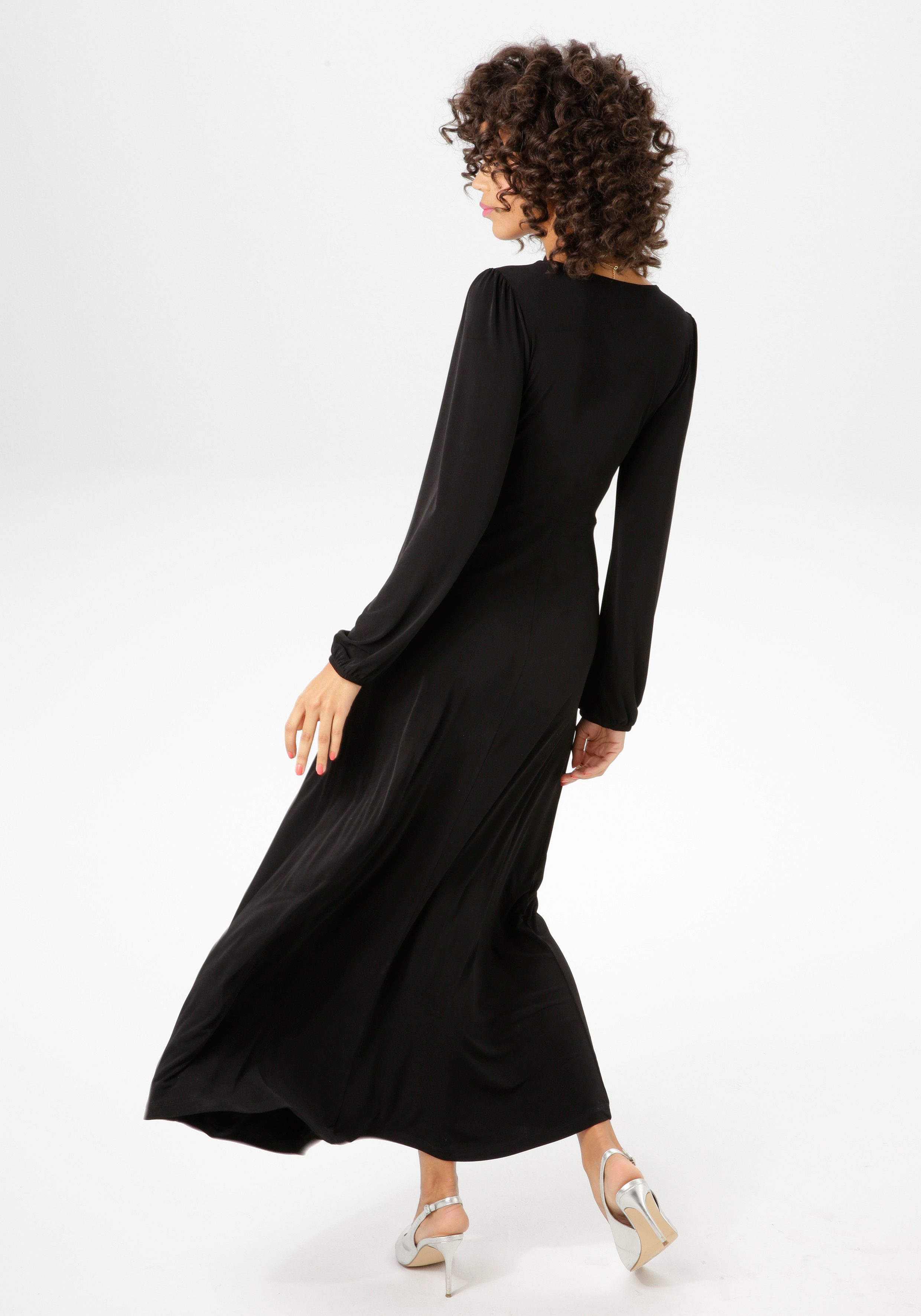 Aniston CASUAL Maxi-jurk met verfijnde knoop bij de decolleté - nieuwe collectie